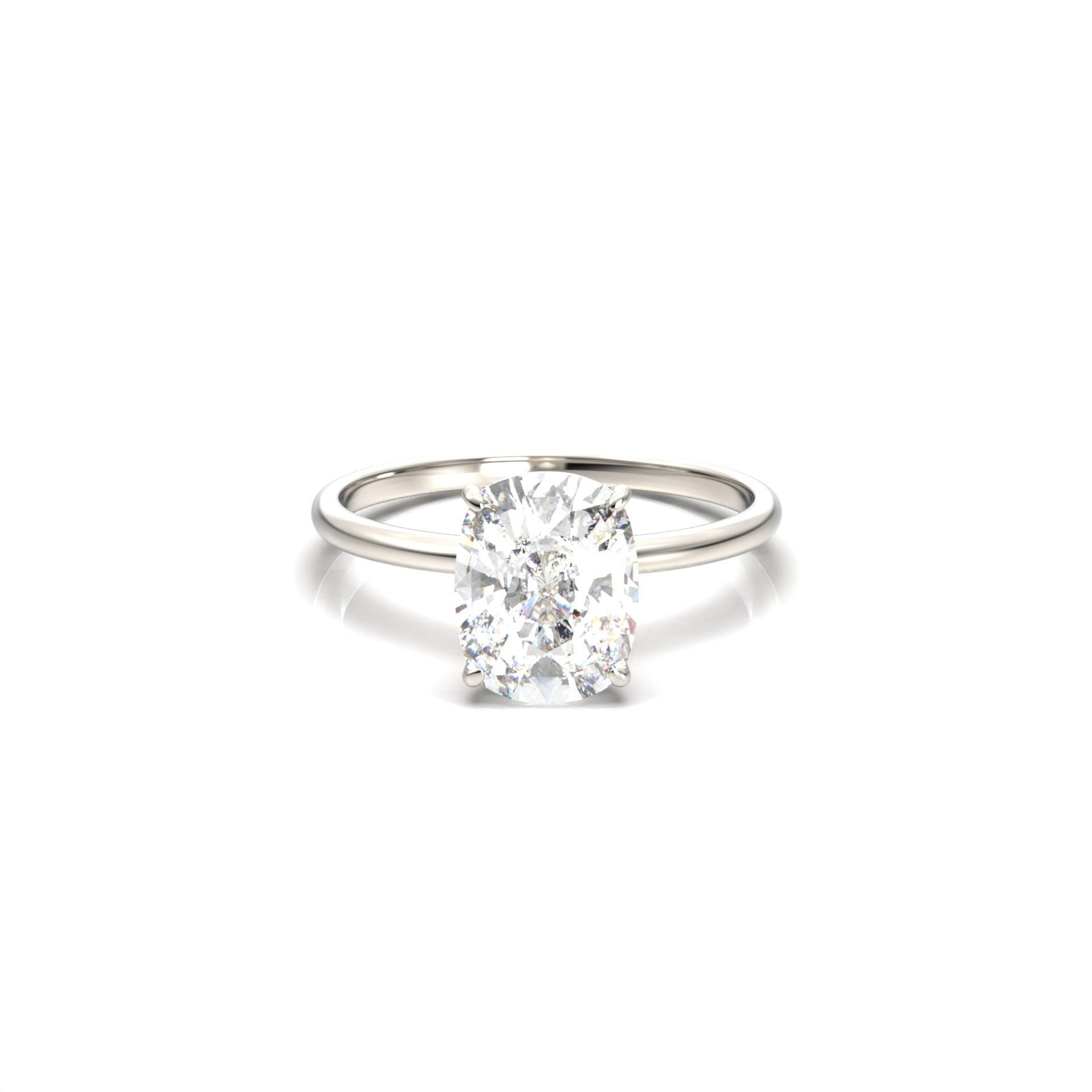 1.25 Carats Elongated Cushion Shape Moissanite Hidden Halo Engagement Ring
