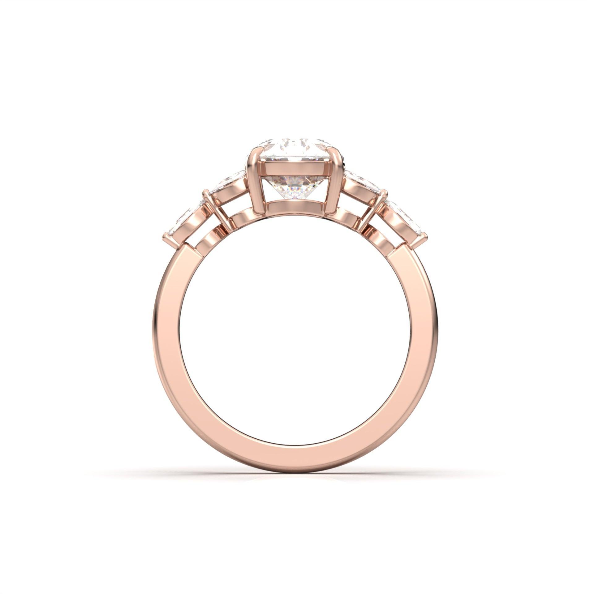2.0 Carats Oval Moissanite Cluster Engagement Ring