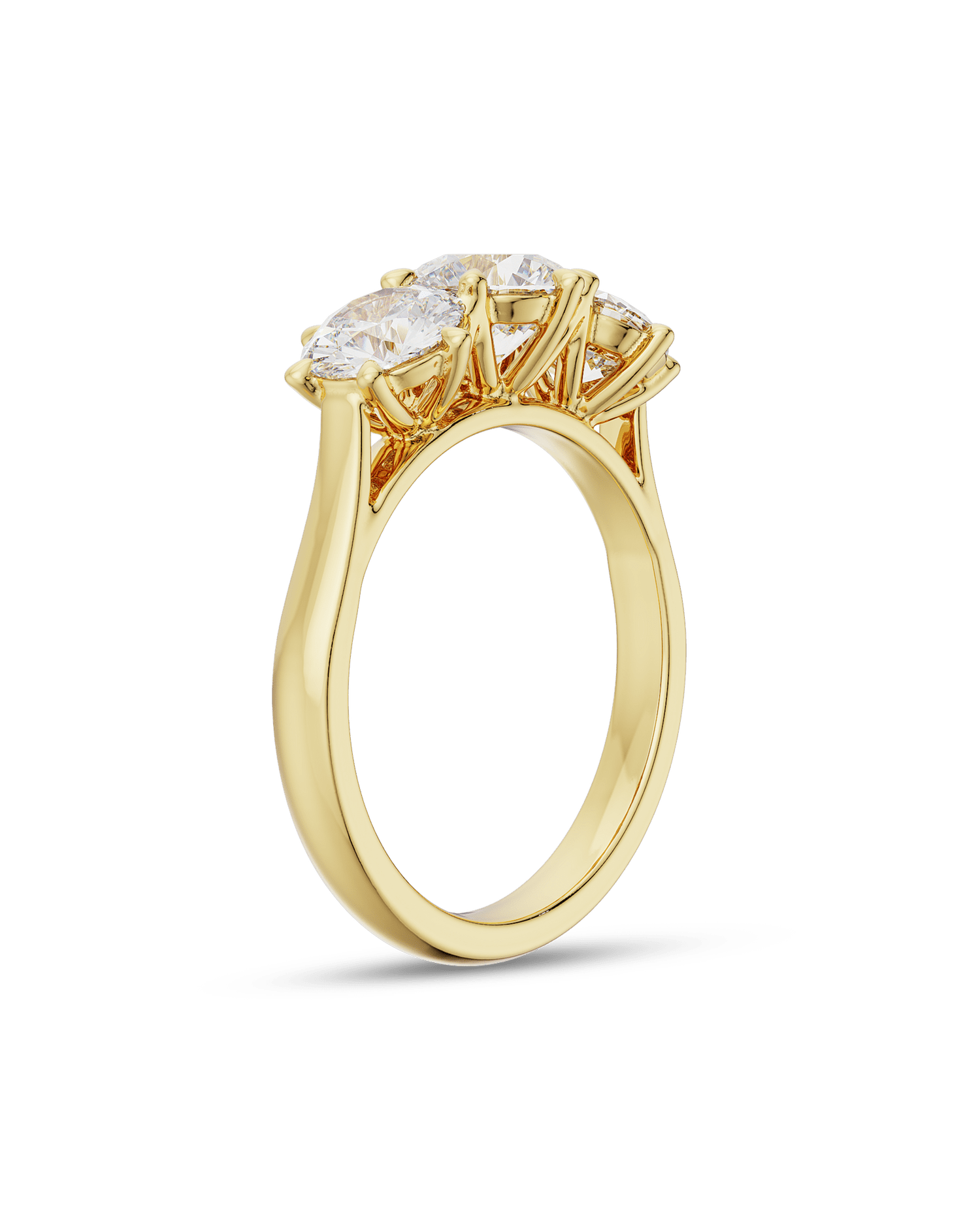 1.10 Carats Round Shape Moissanite Three Stone Engagement Ring