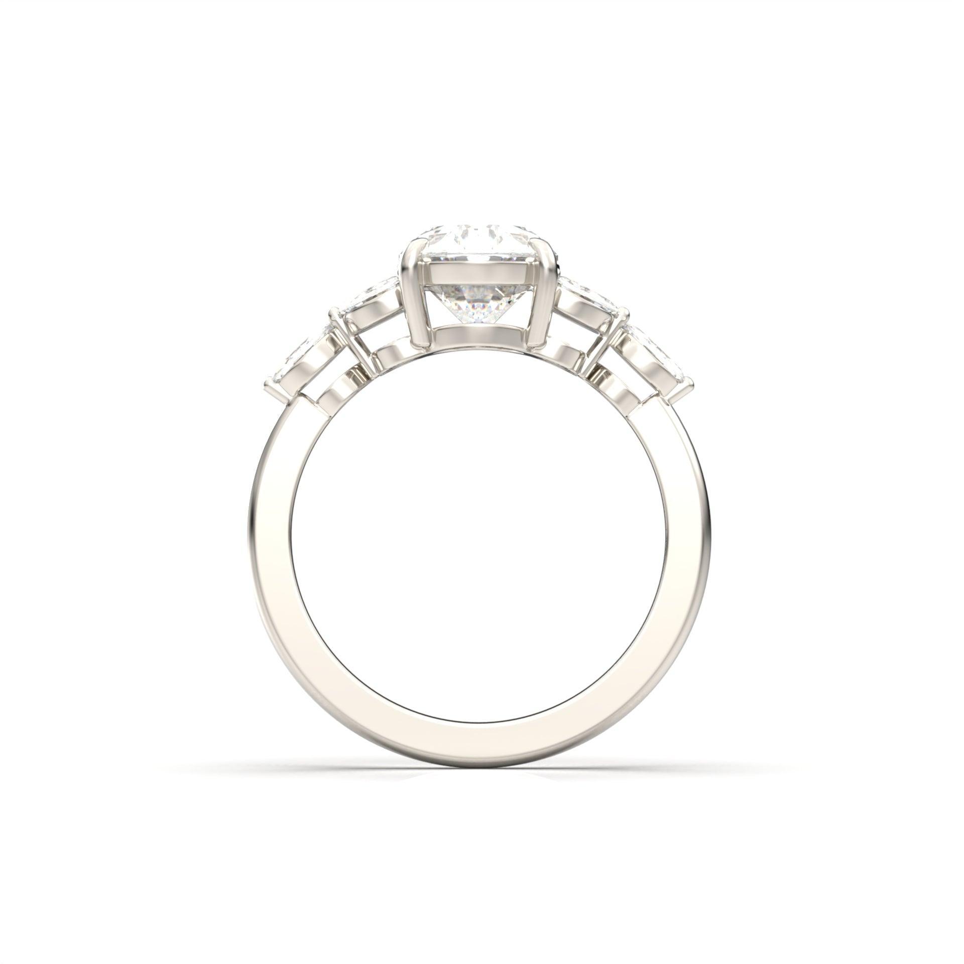 2.0 Carats Oval Moissanite Cluster Engagement Ring