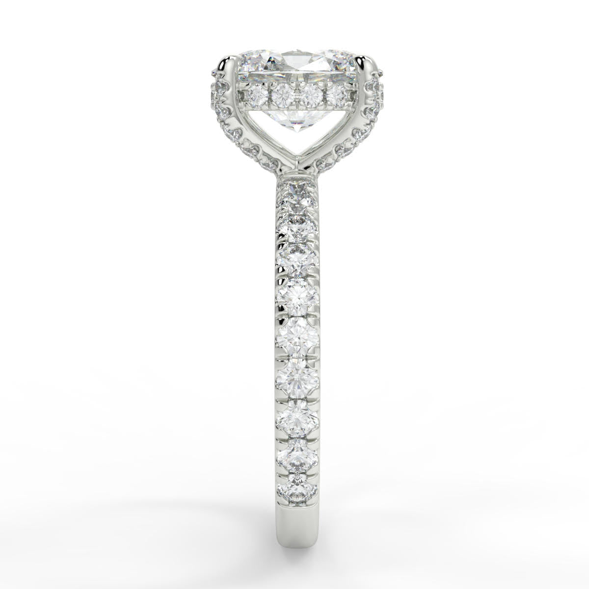 2.70 Carats Oval Shape Moissanite Hidden Halo pave Engagement Ring