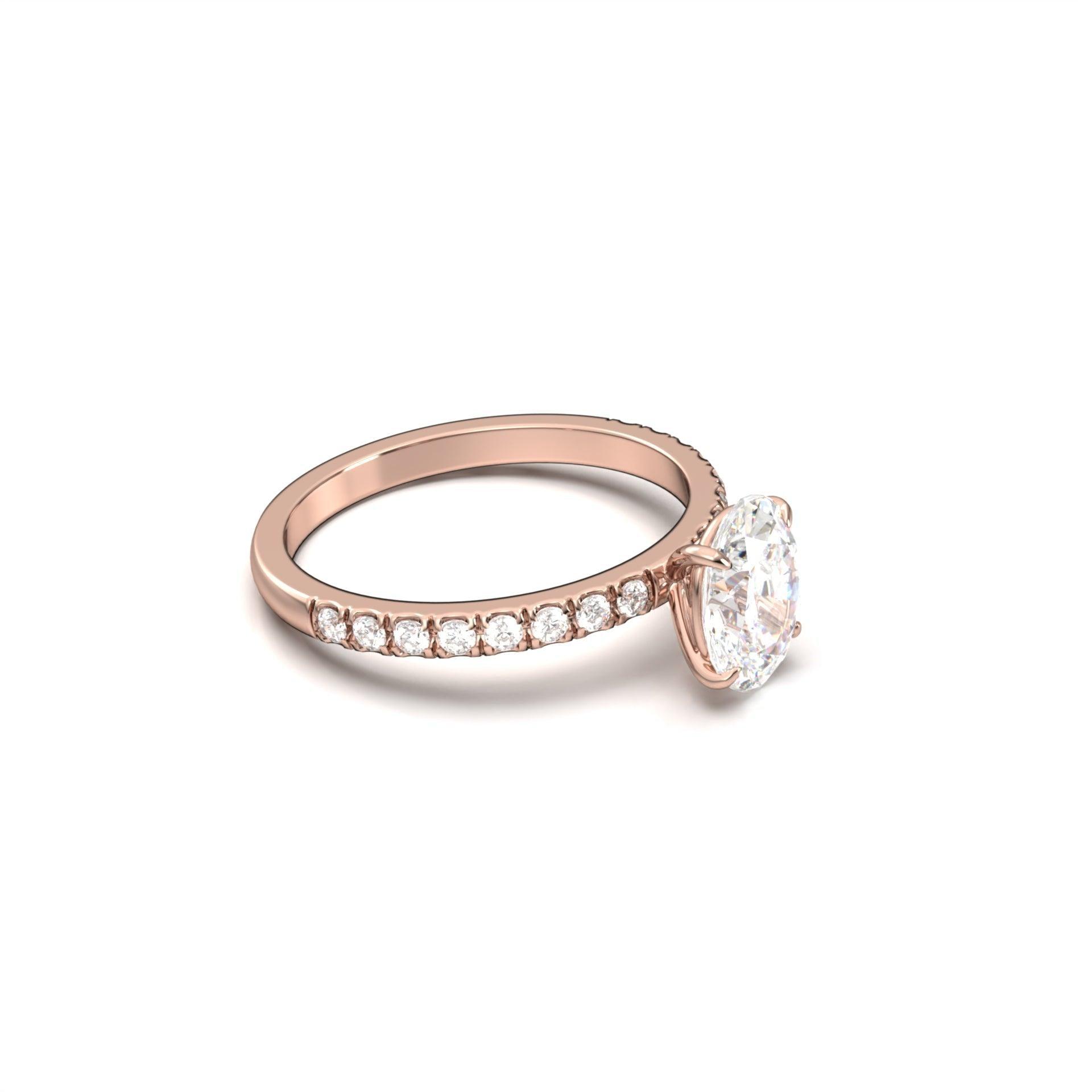 1.0 Carats Oval Shape Moissanite Pave Engagement Ring