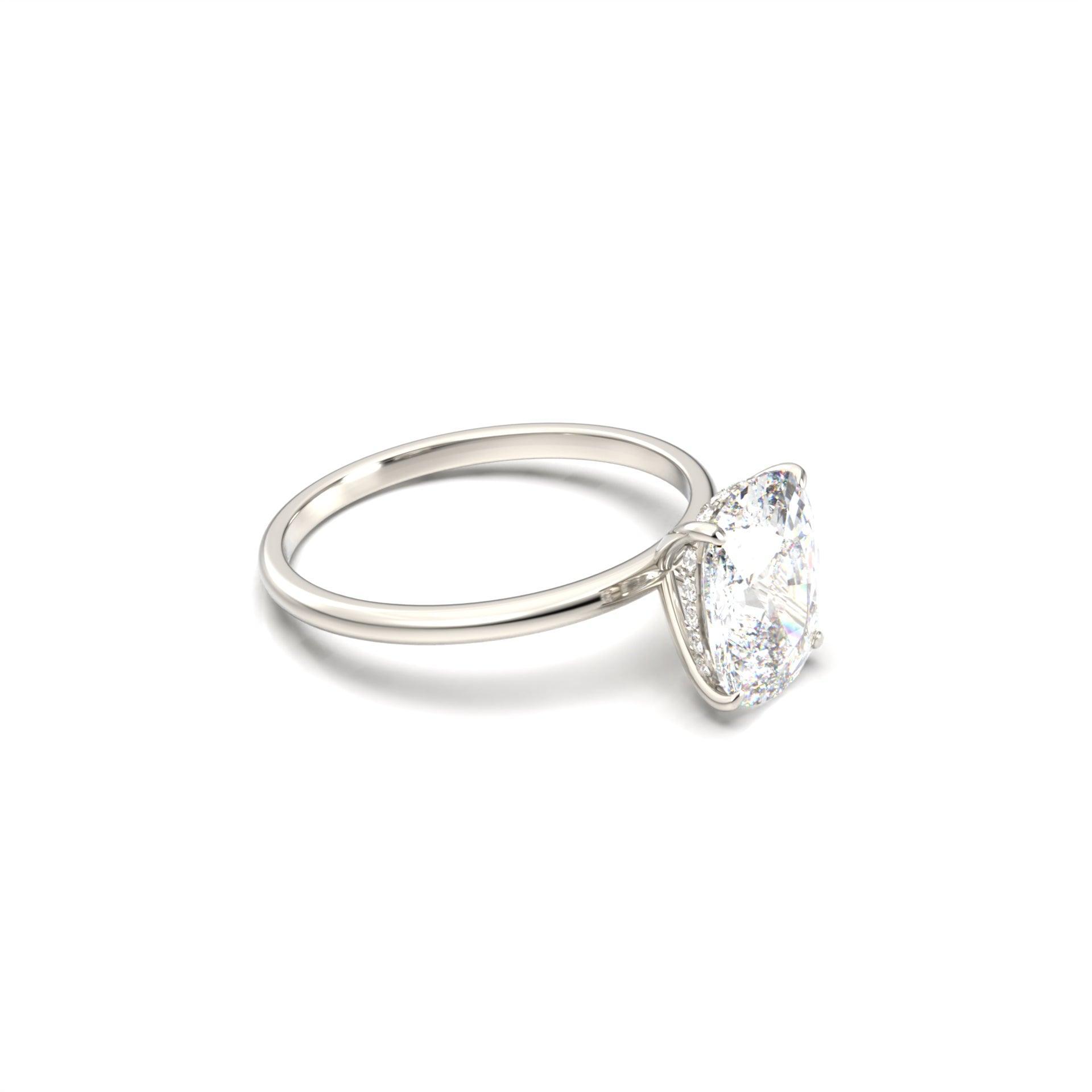 1.25 Carats Elongated Cushion Shape Moissanite Hidden Halo Engagement Ring
