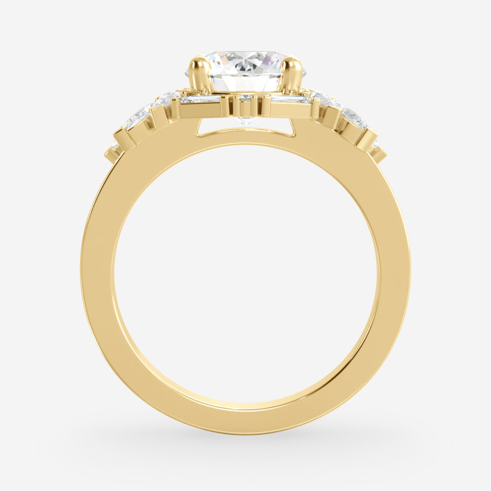 1.50 Carats Round Shape Moissanite Cluster Engagement Ring