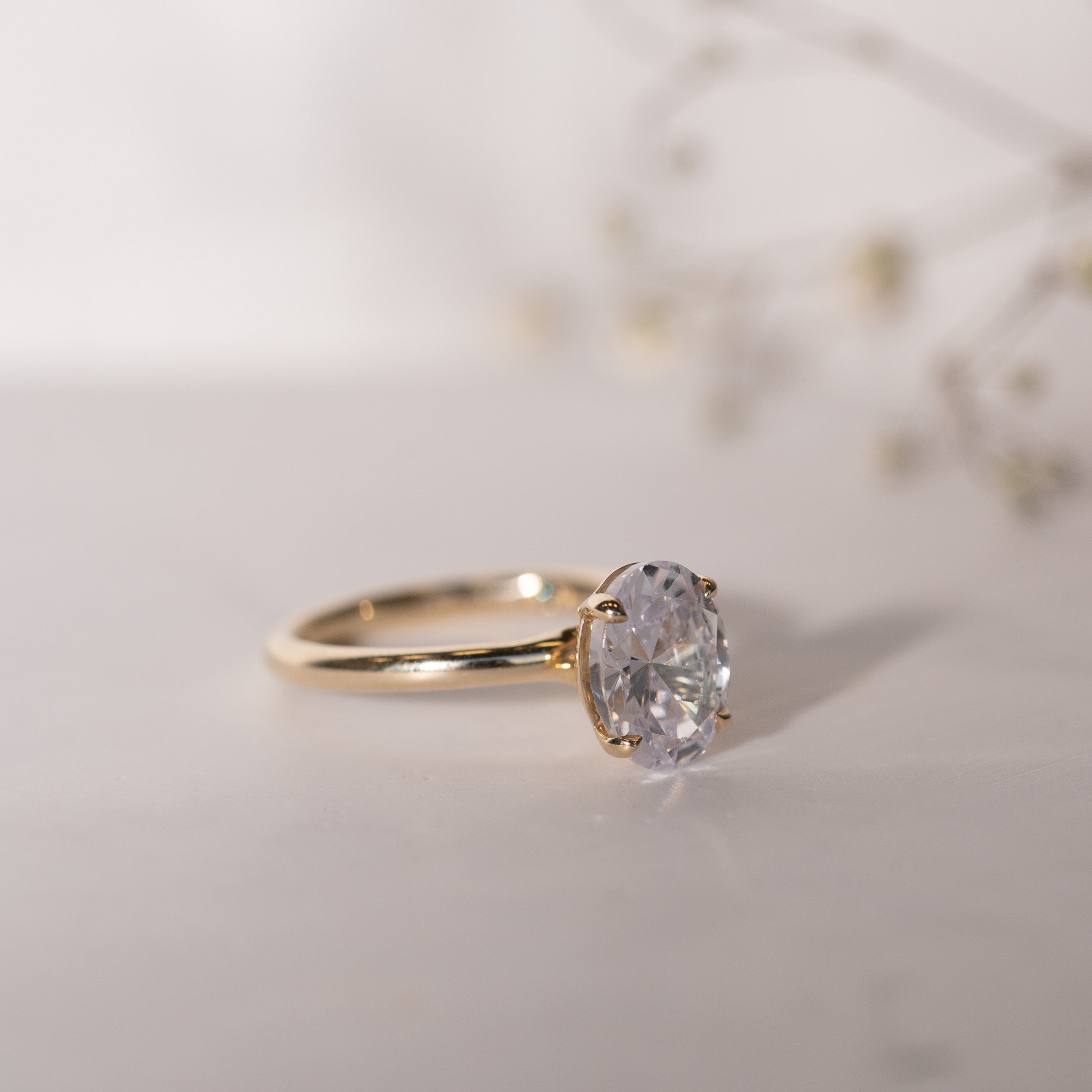 1.25 Carats Oval Shape Moissanite Solitaire Engagement Ring