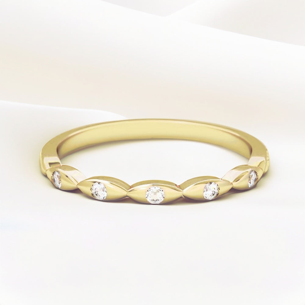 0.15 Carats Moissanite Round Shape Flush Wedding Band