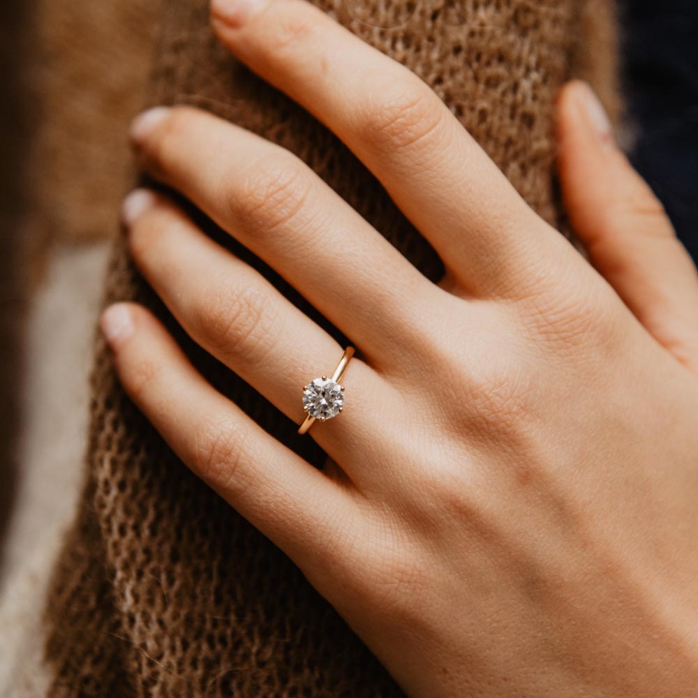 1.25 Carats Round Shape Moissanite Solitaire Engagement Ring
