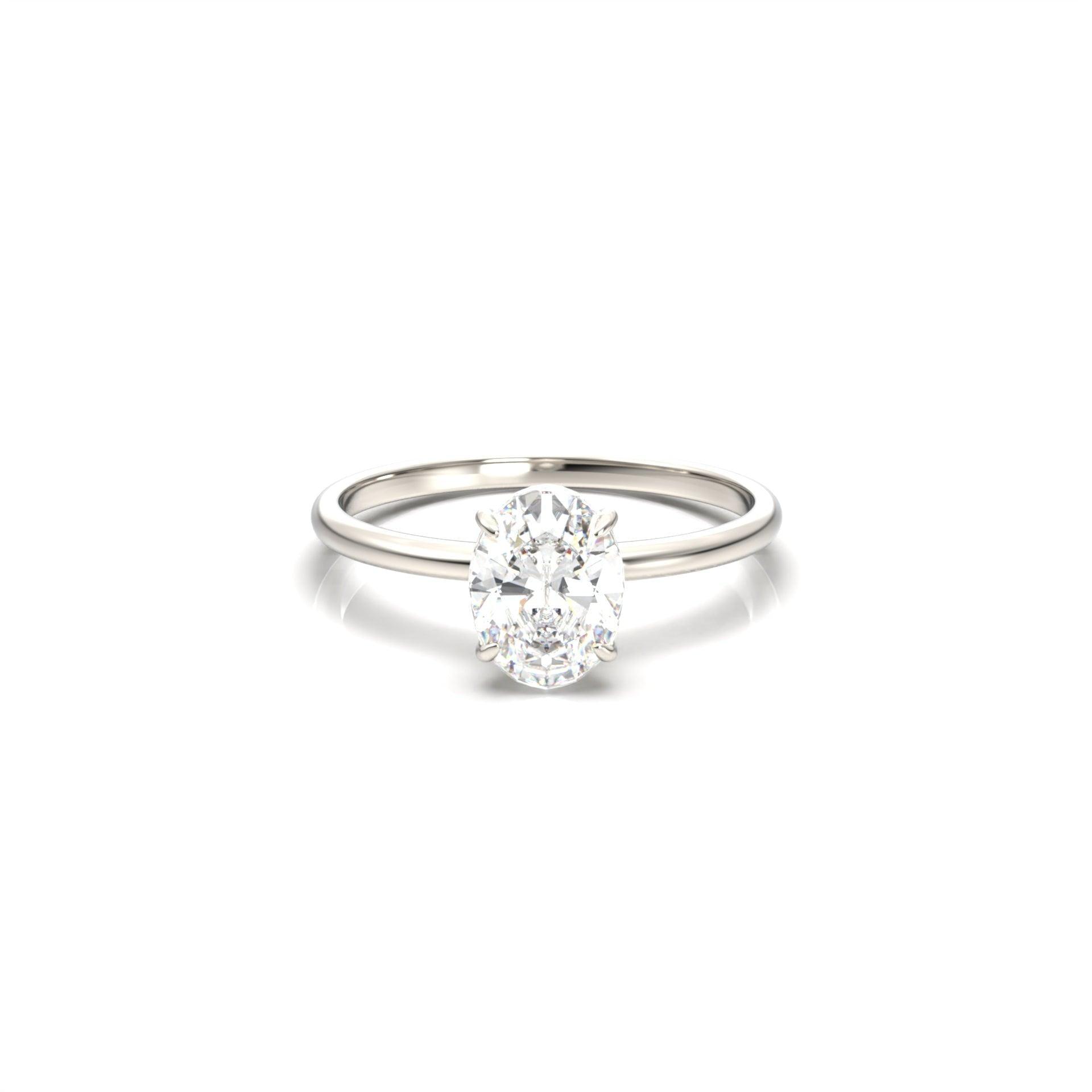 1.0 Carats Oval Shape Moissanite Solitaire Engagement Ring