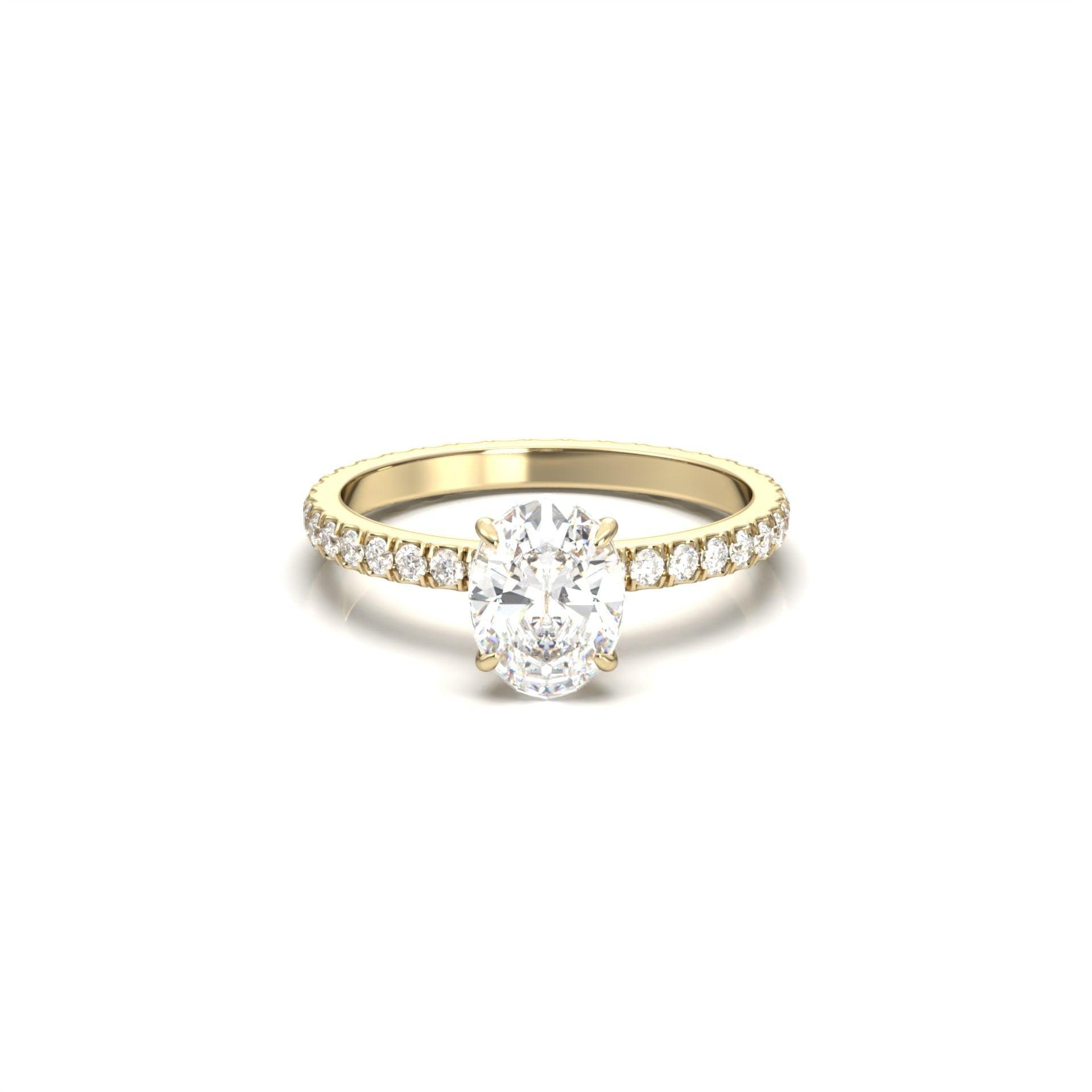 1.0 Carats Oval Shape Moissanite Pave Engagement Ring