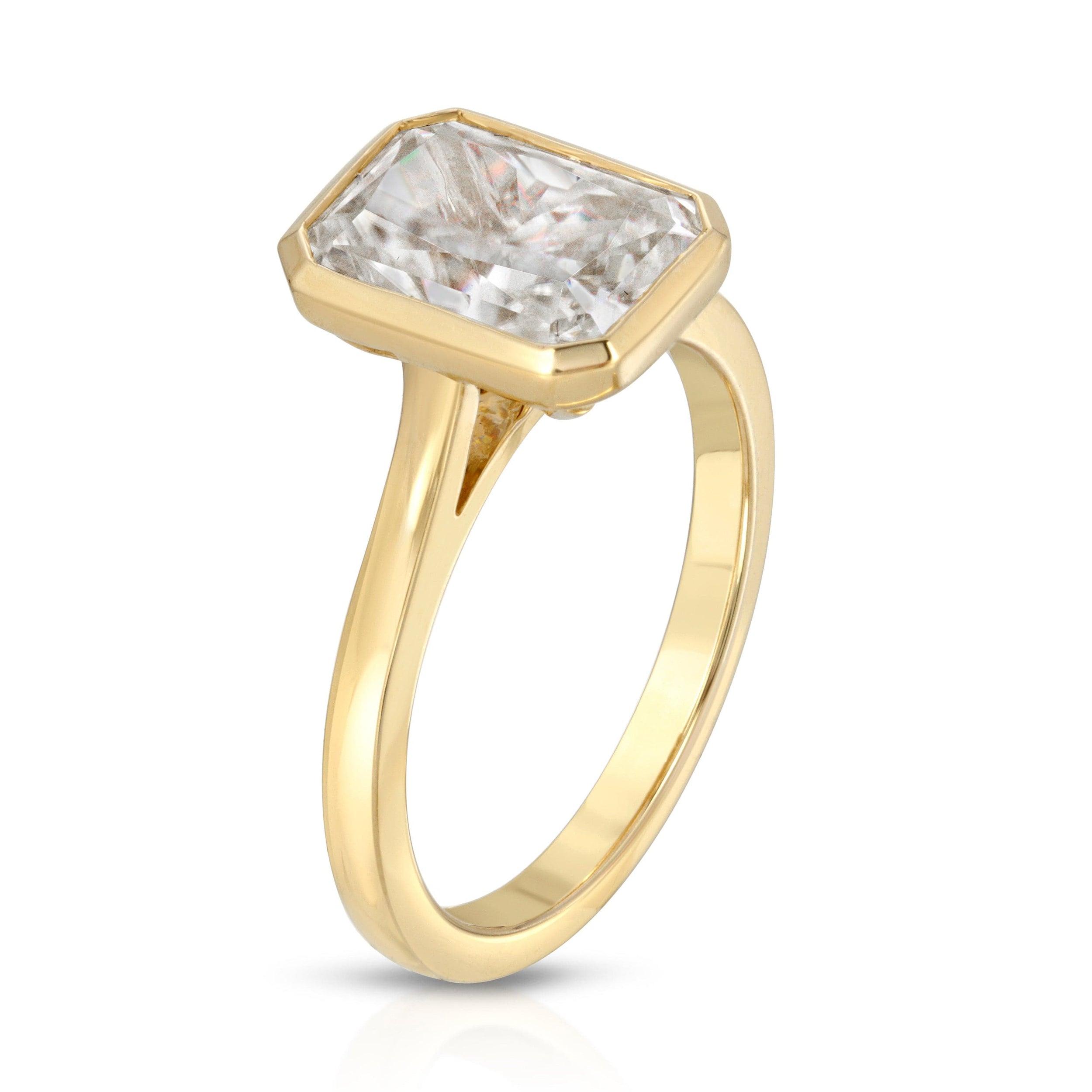 4.80 Carats Radiant Shape Moissanite Solitaire Bezel Engagement Ring