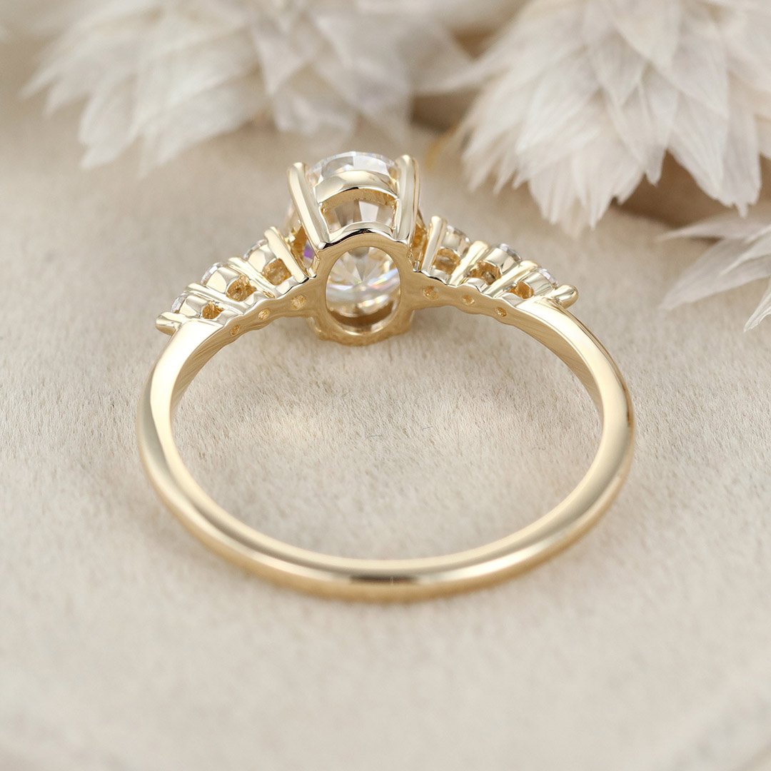 1.50 Carats Oval Shape Moissanite Seven Stone Engagement Ring