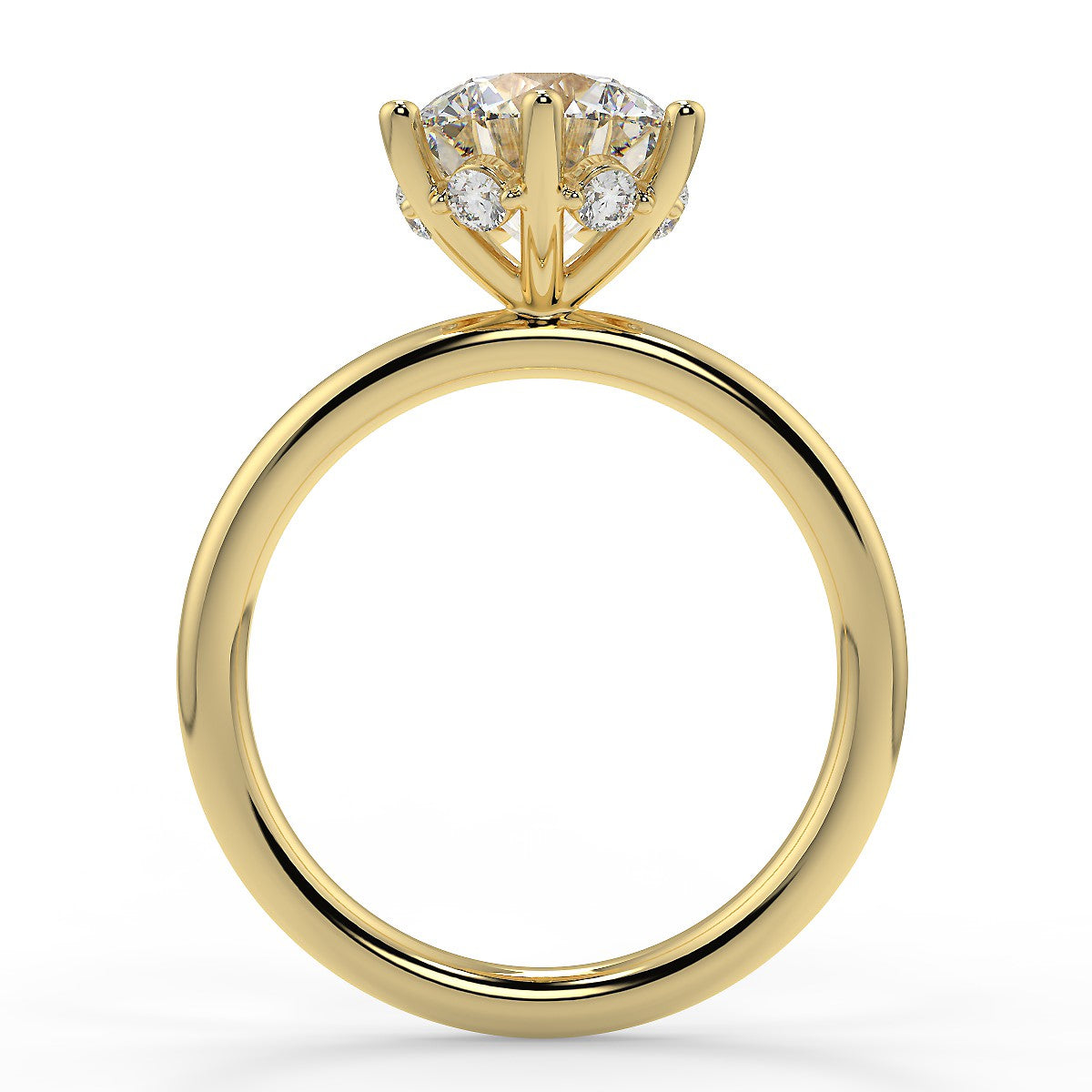 2.0 Carats Round Shape Moissanite Hidden Halo Engagement Ring