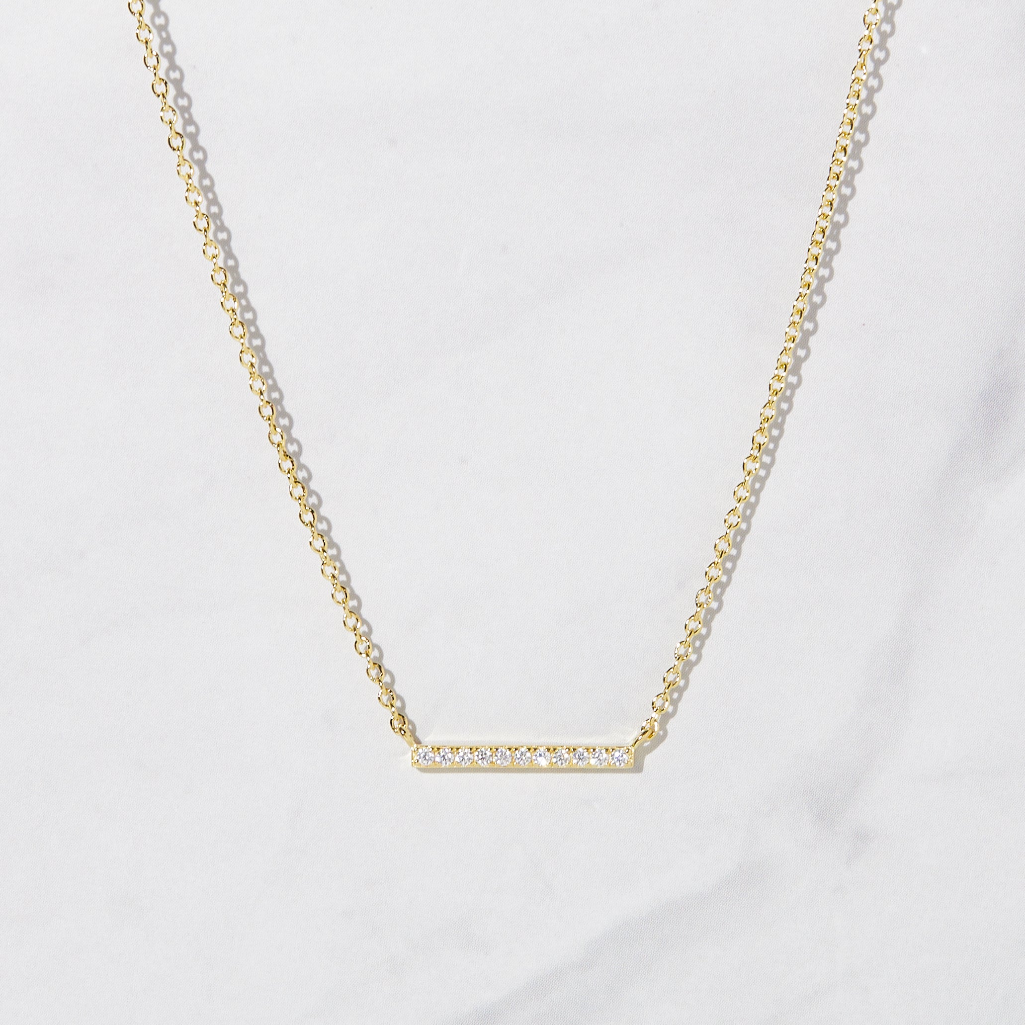 0.20 Carats Round Shape Moissanite Dainty Bar Necklace