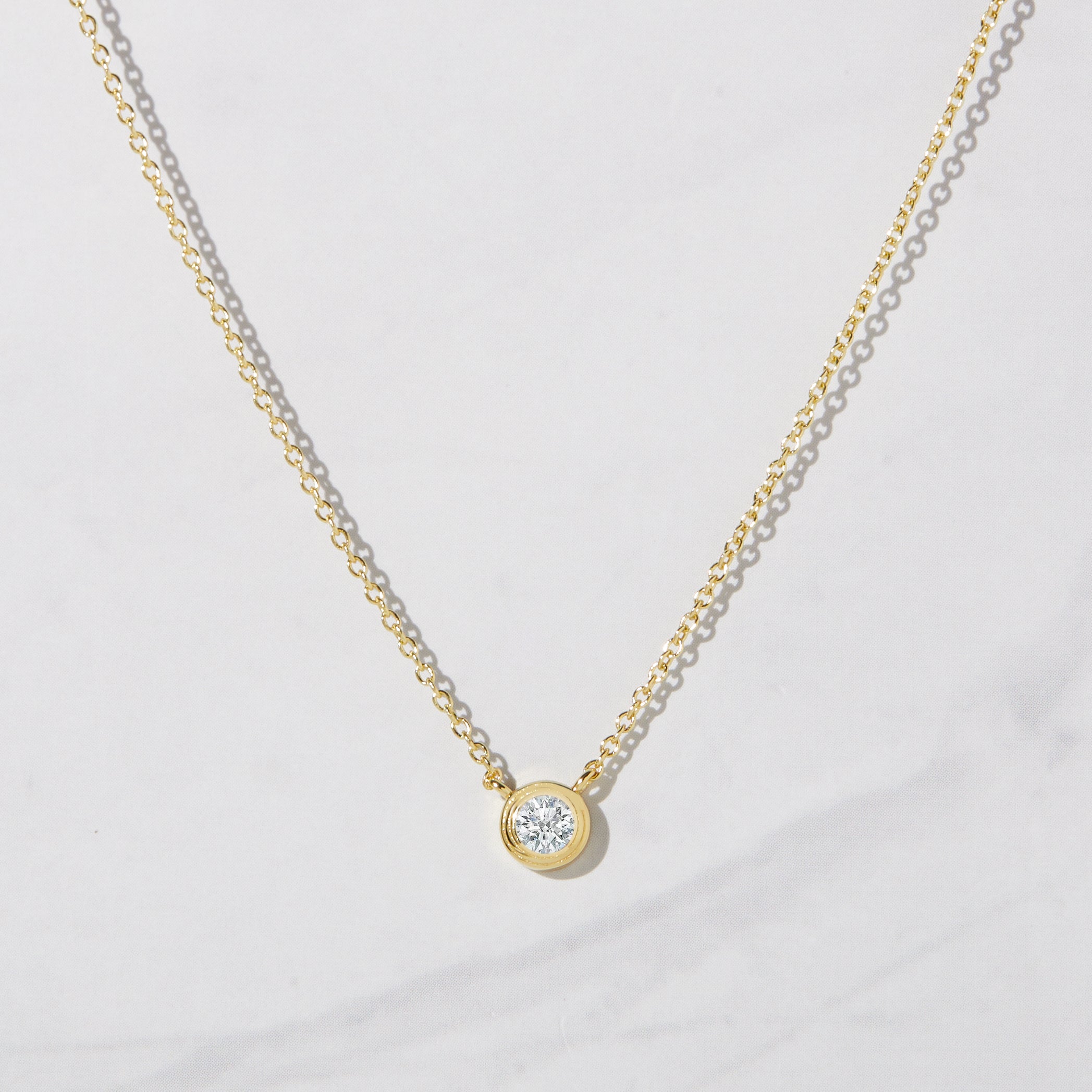 1.0 Carats Round Shape Moissanite Bezel Solitaire Necklace