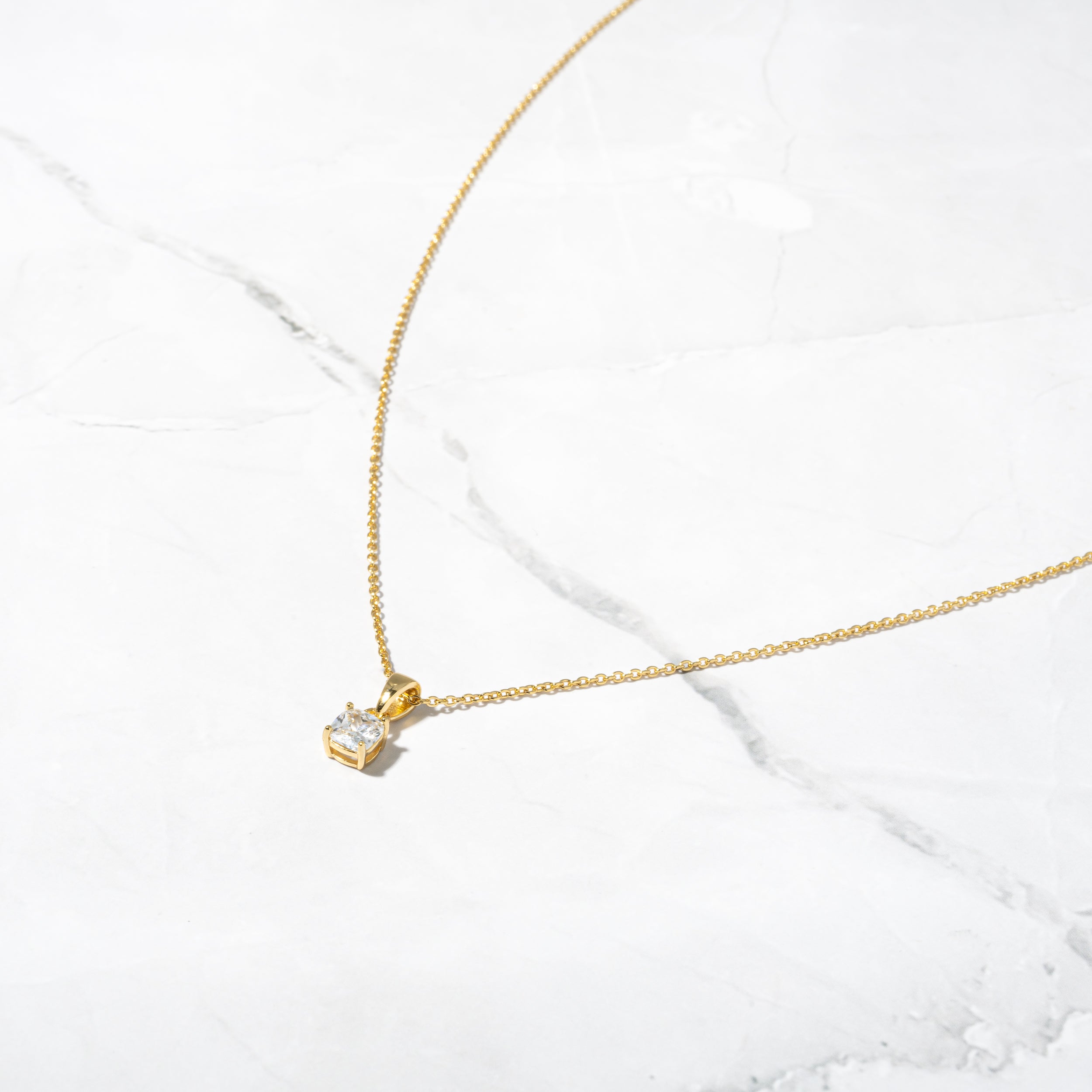 0.10 Carats Cushion Shape Moissanite Solitaire Necklace