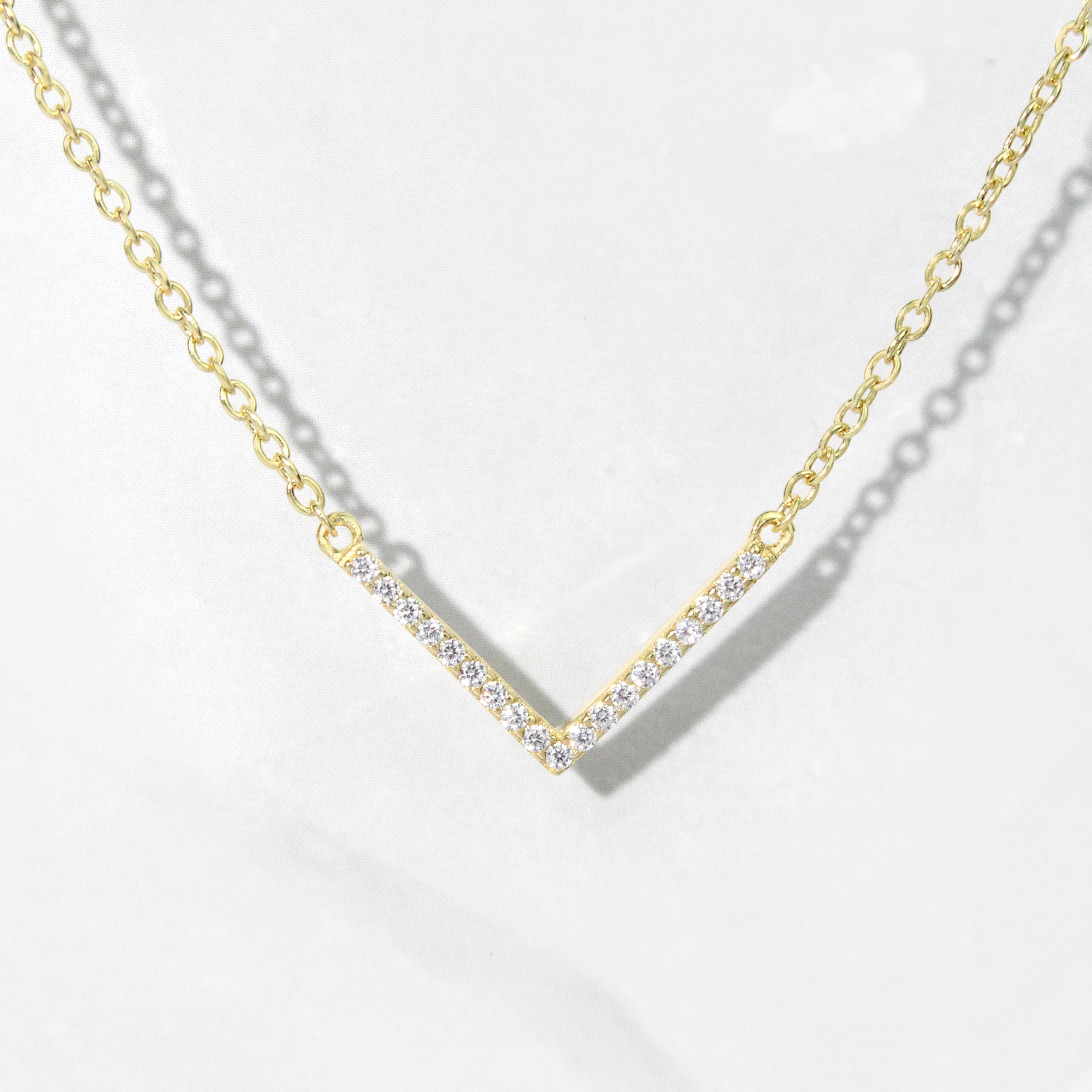 0.35 Carats Round Shape Moissanite Chevron Necklace