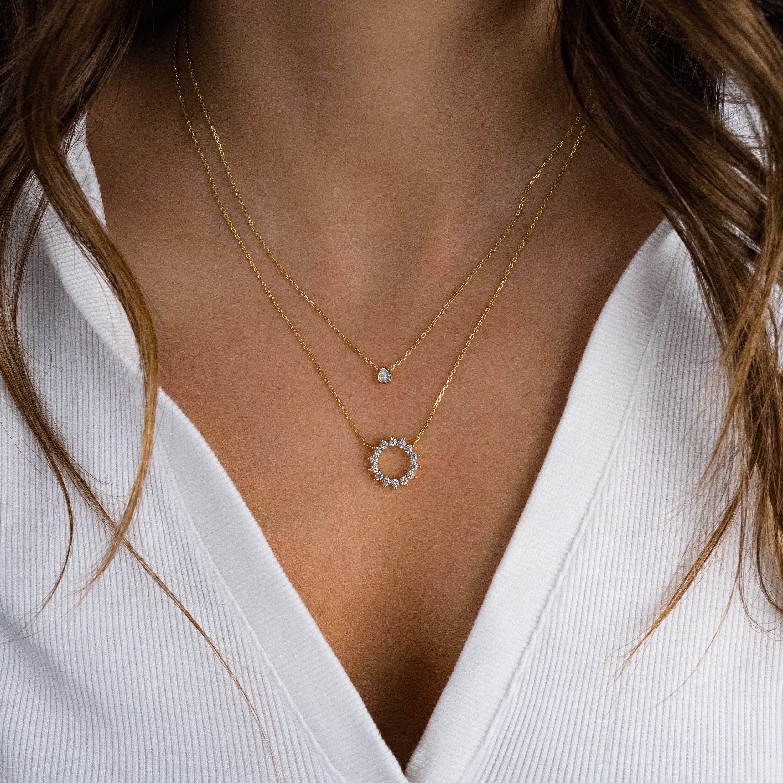 1.0 Carats Pear Shape Moissanite Bezel Solitaire Necklace