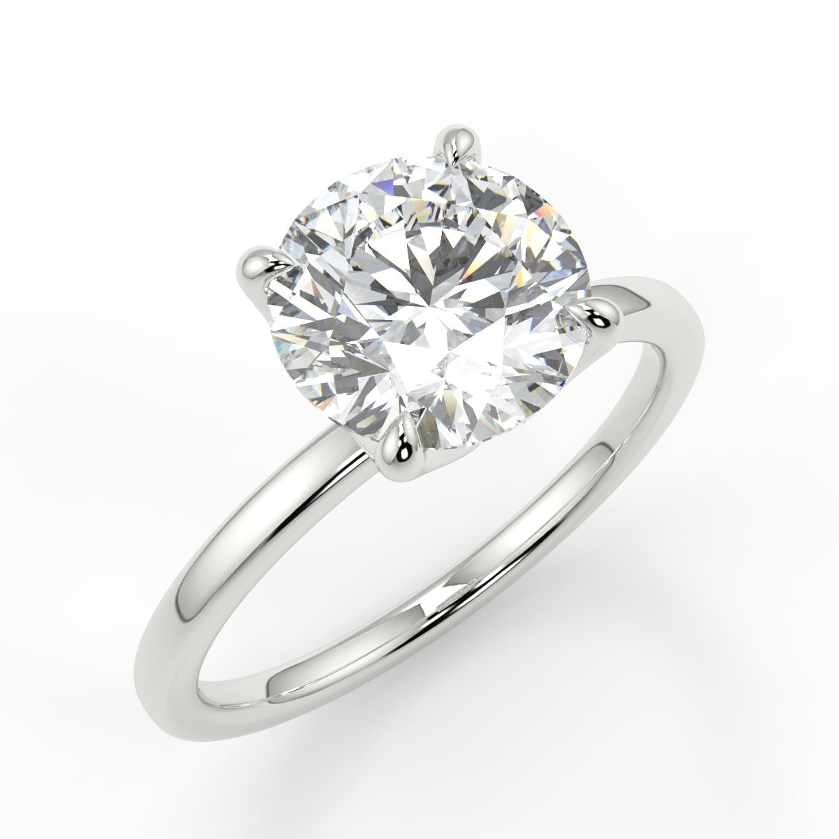 2.0 Carats Round Shape Moissanite Solitaire Engagement Ring