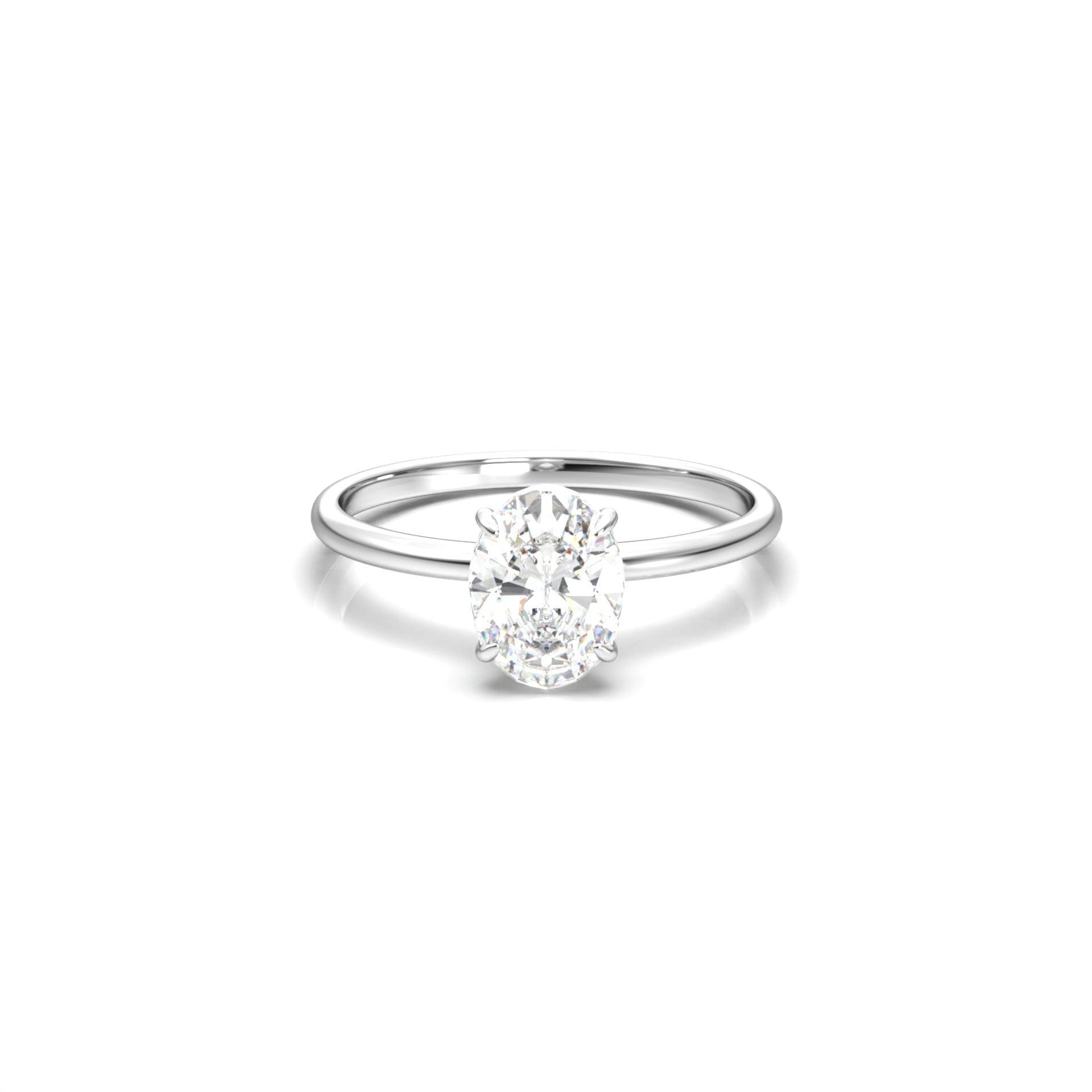 1.0 Carats Oval Shape Moissanite Solitaire Engagement Ring