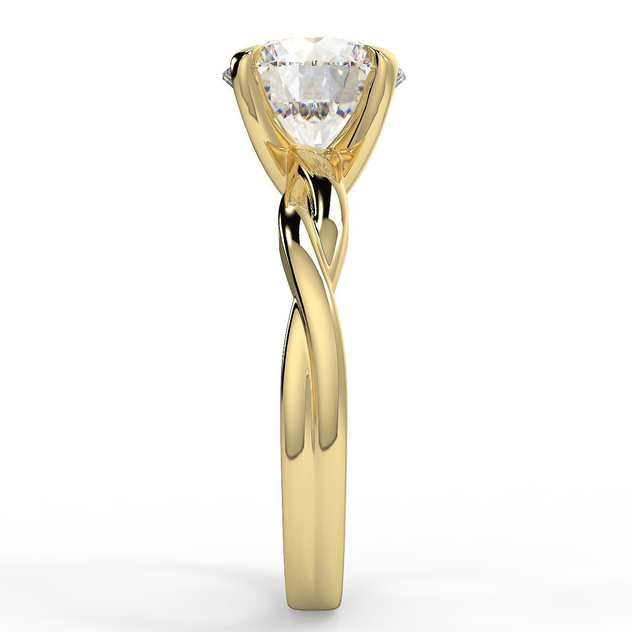 2.0 Carats Round Shape Moissanite Solitaire Engagement Ring