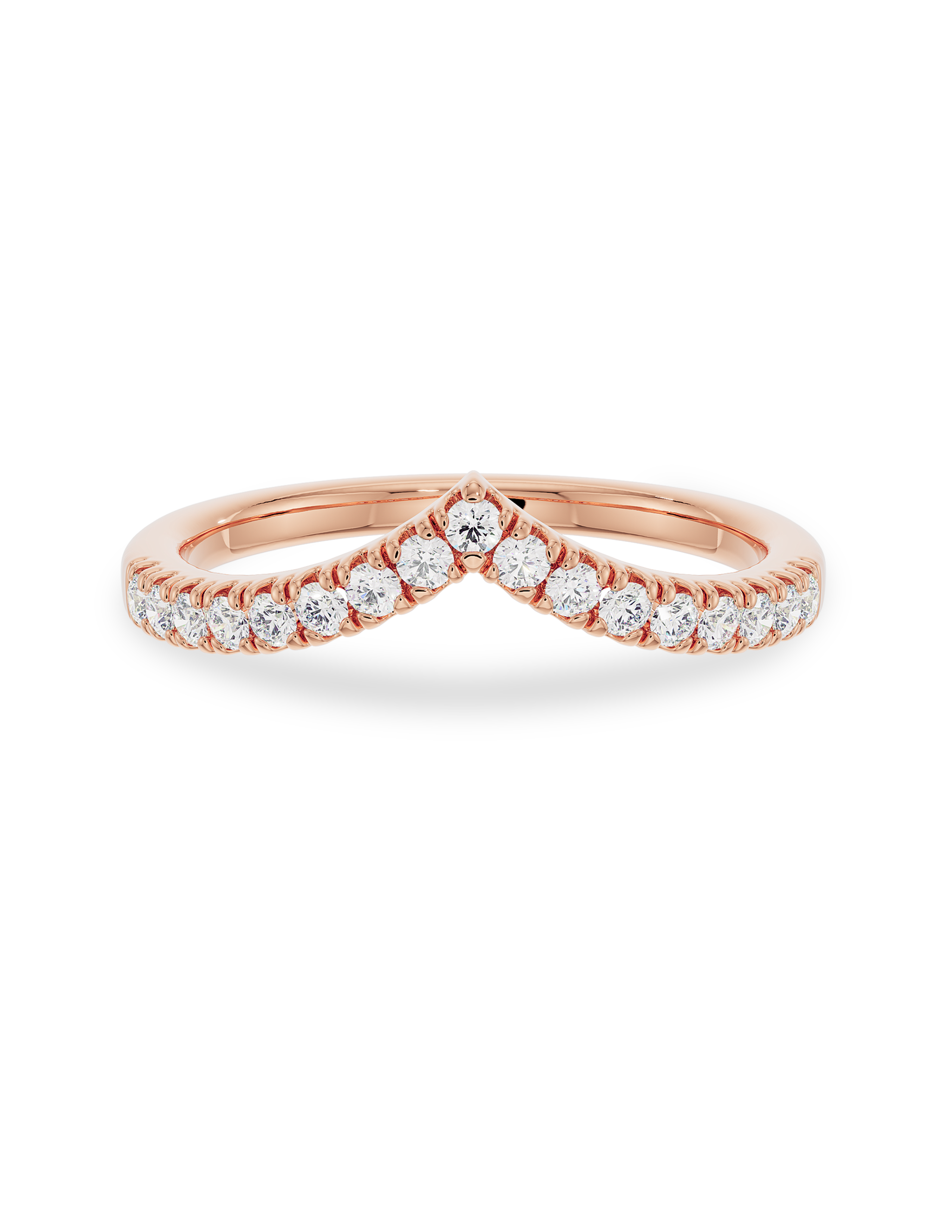 0.20 Carats Moissanite Round & V Shape Wedding Band