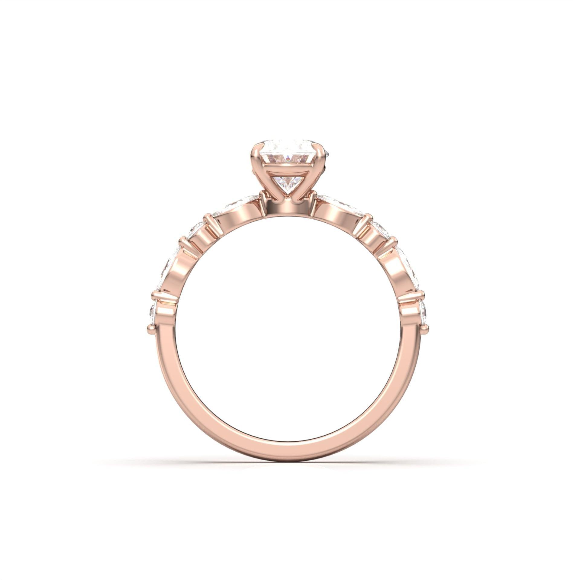 1.0 Carats Oval Shape Moissanite Pave Engagement Ring