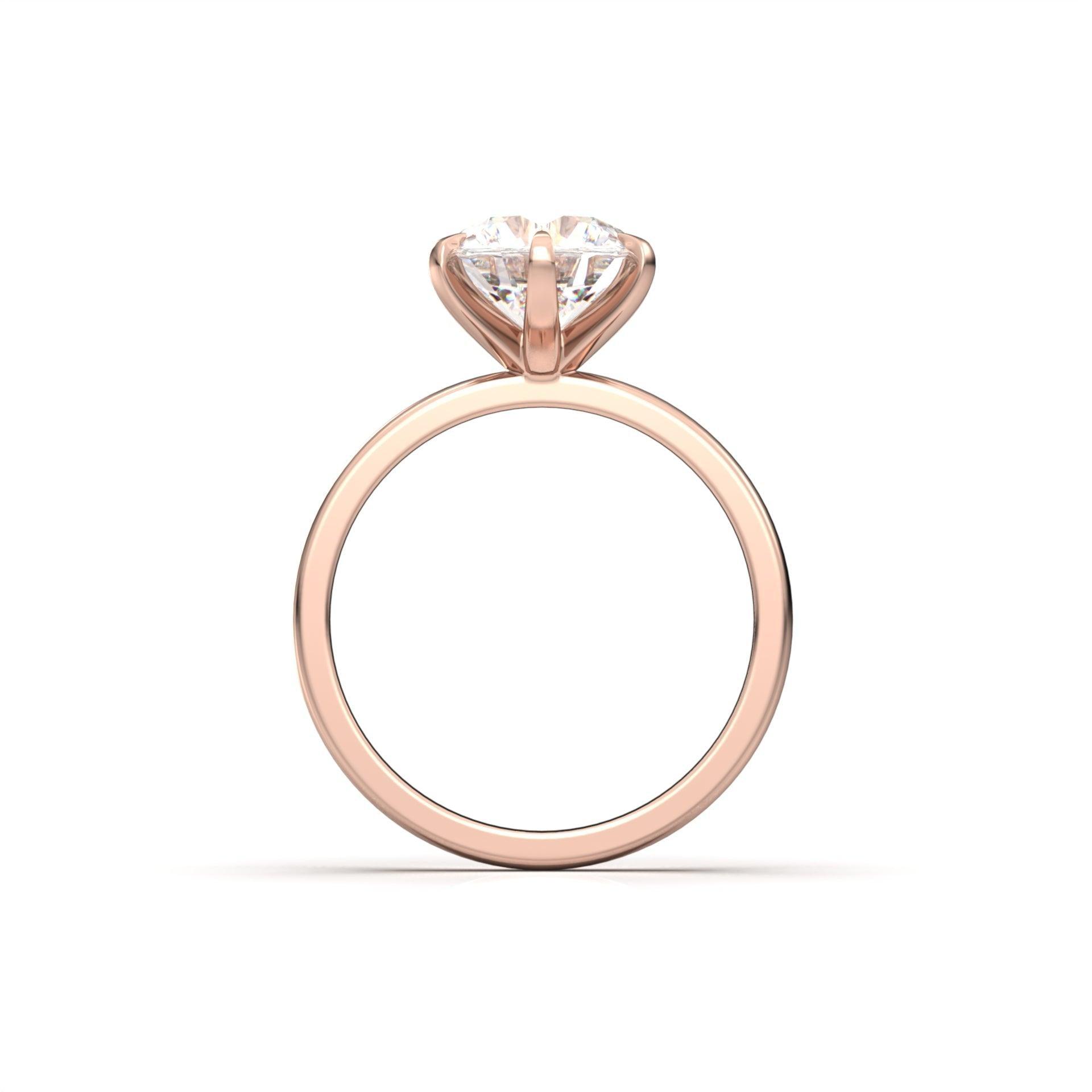 3.0 Carats Round Shape Moissanite Solitaire Engagement Ring