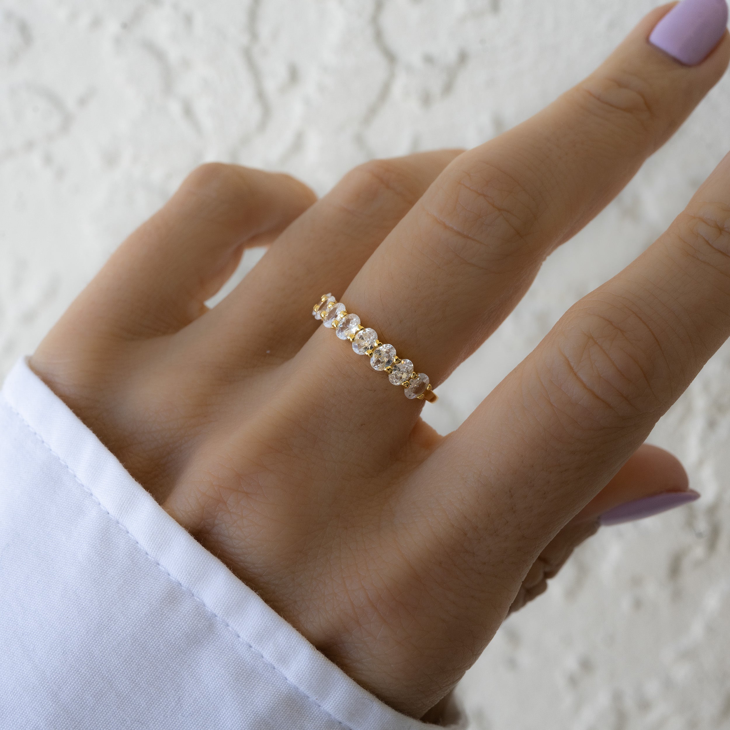 1.0 Carats Moissanite Oval Eternity Style Wedding Band