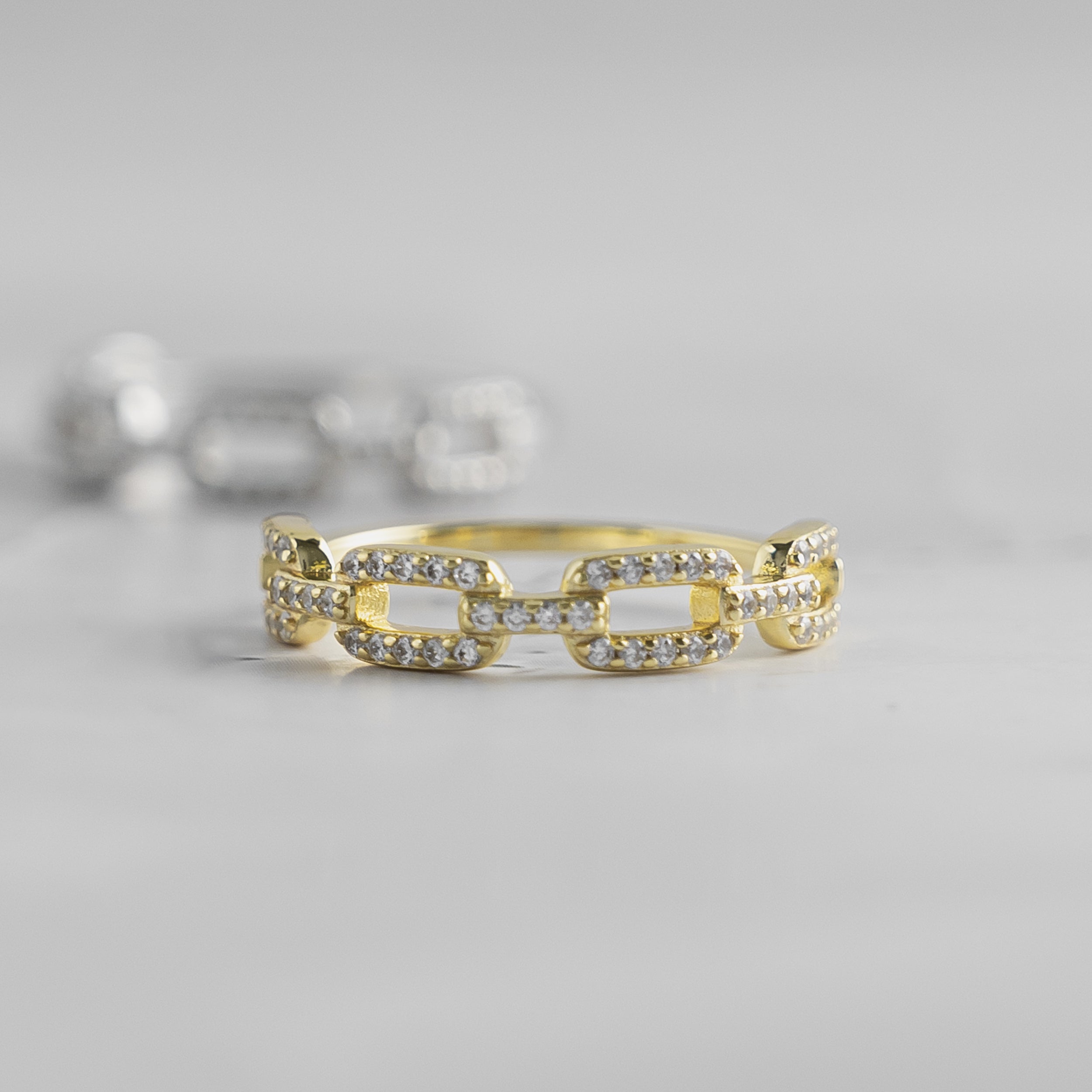 0.30 Carats Moissanite Round Pave Link Style Wedding Band