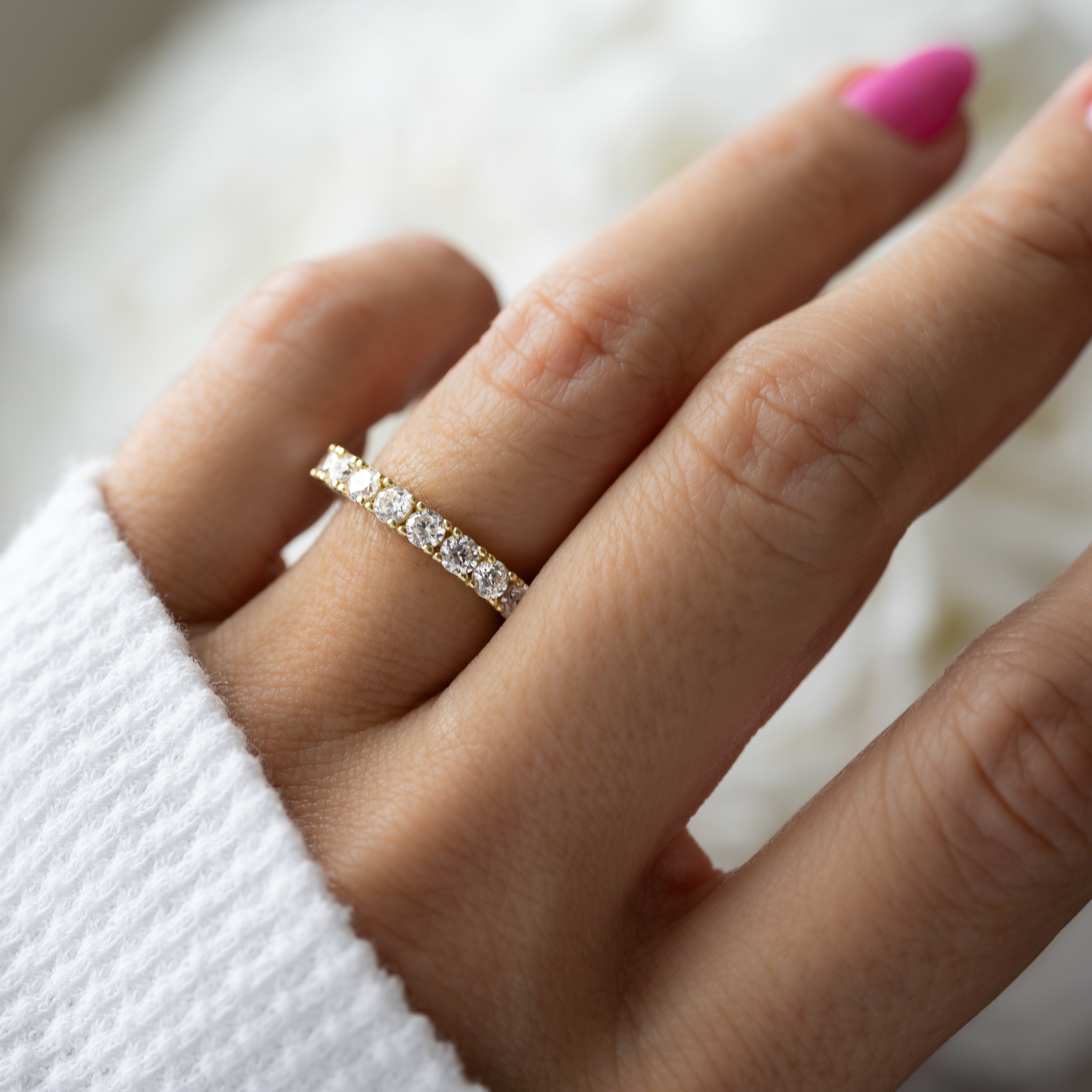 1.50 Carats Moissanite Round Shape Full Eternity Wedding Band