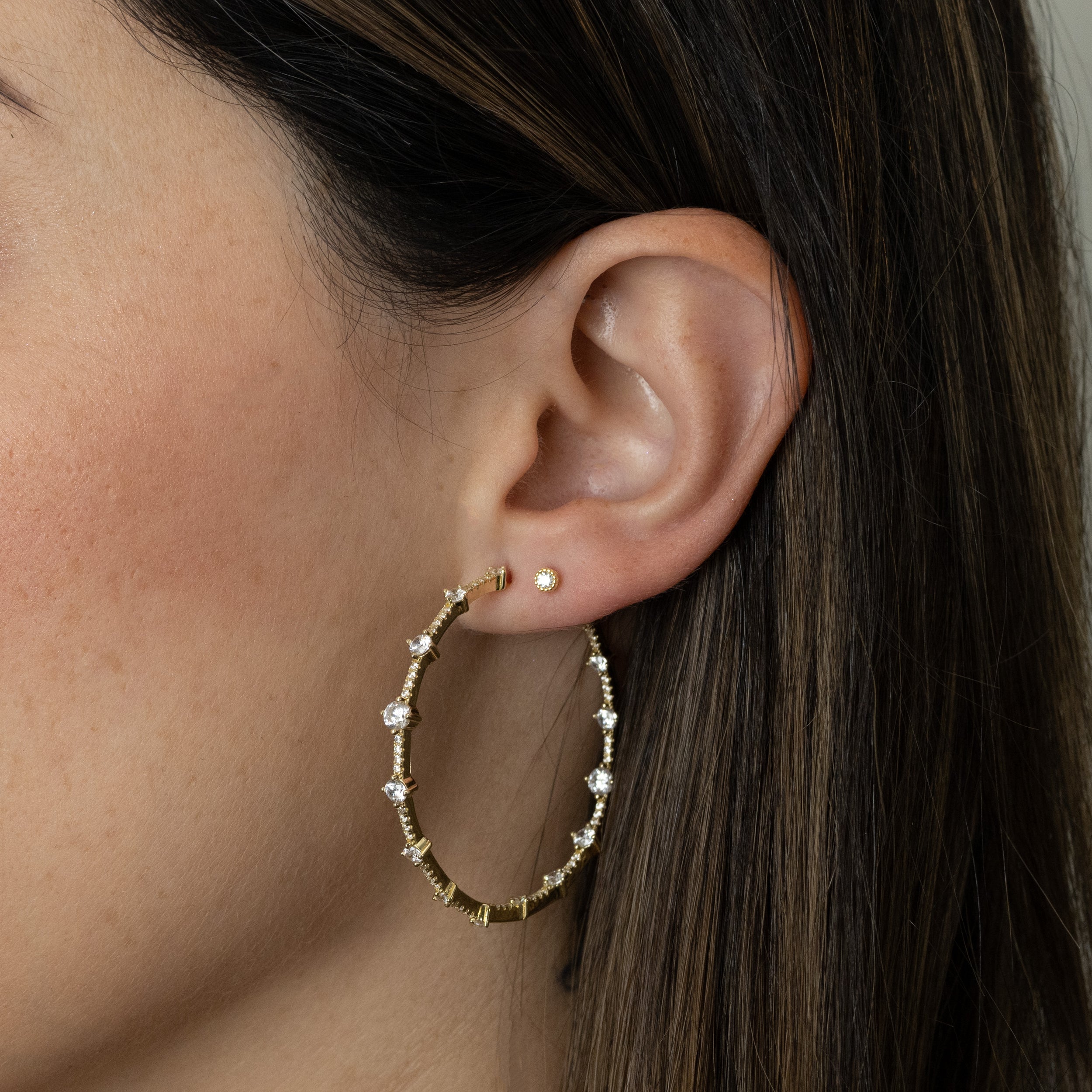 1.20 TCW Round Shape Moissanite Diamond Hoops Earrings