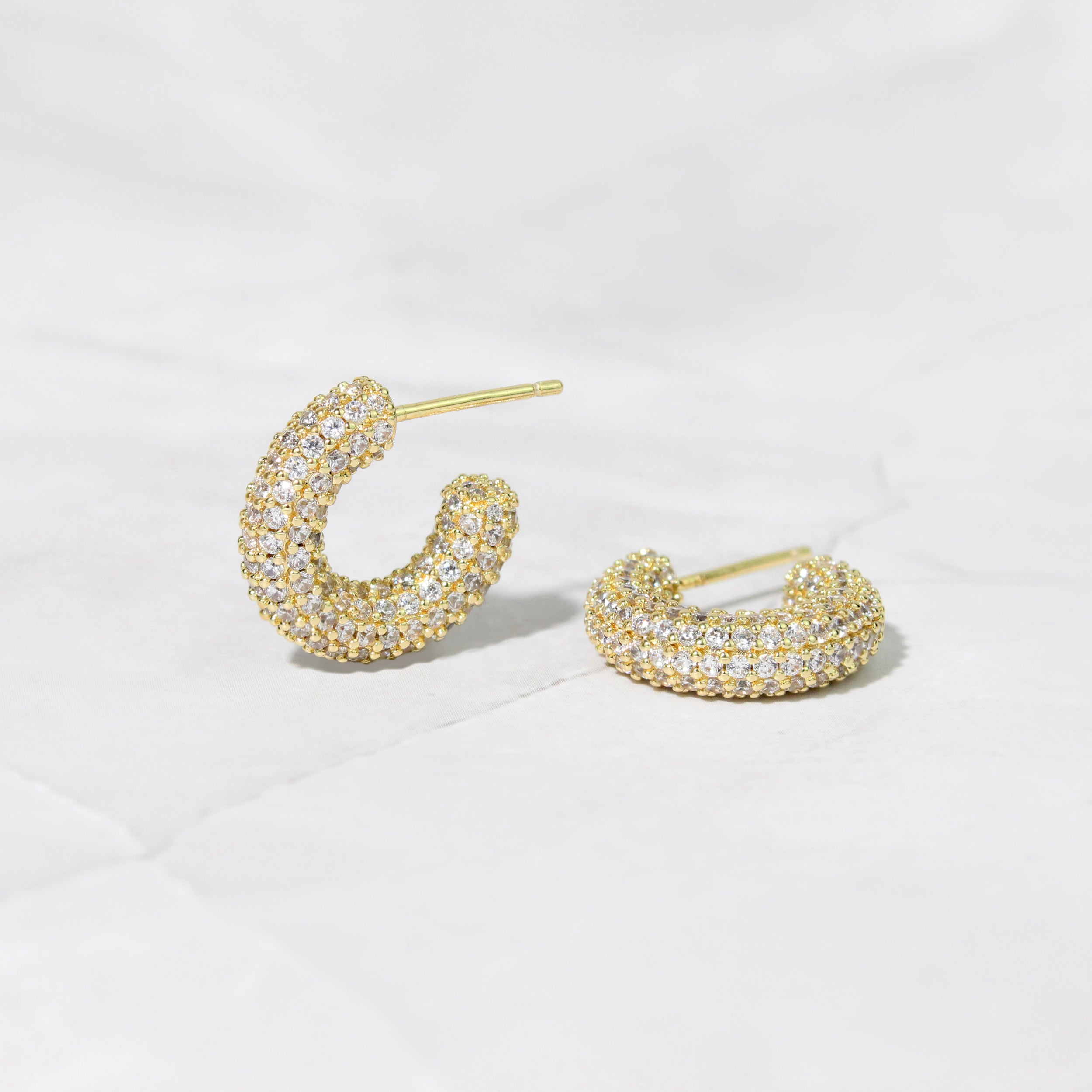 2.0 TCW Round Shape Moissanite Pave Hoop Earrings
