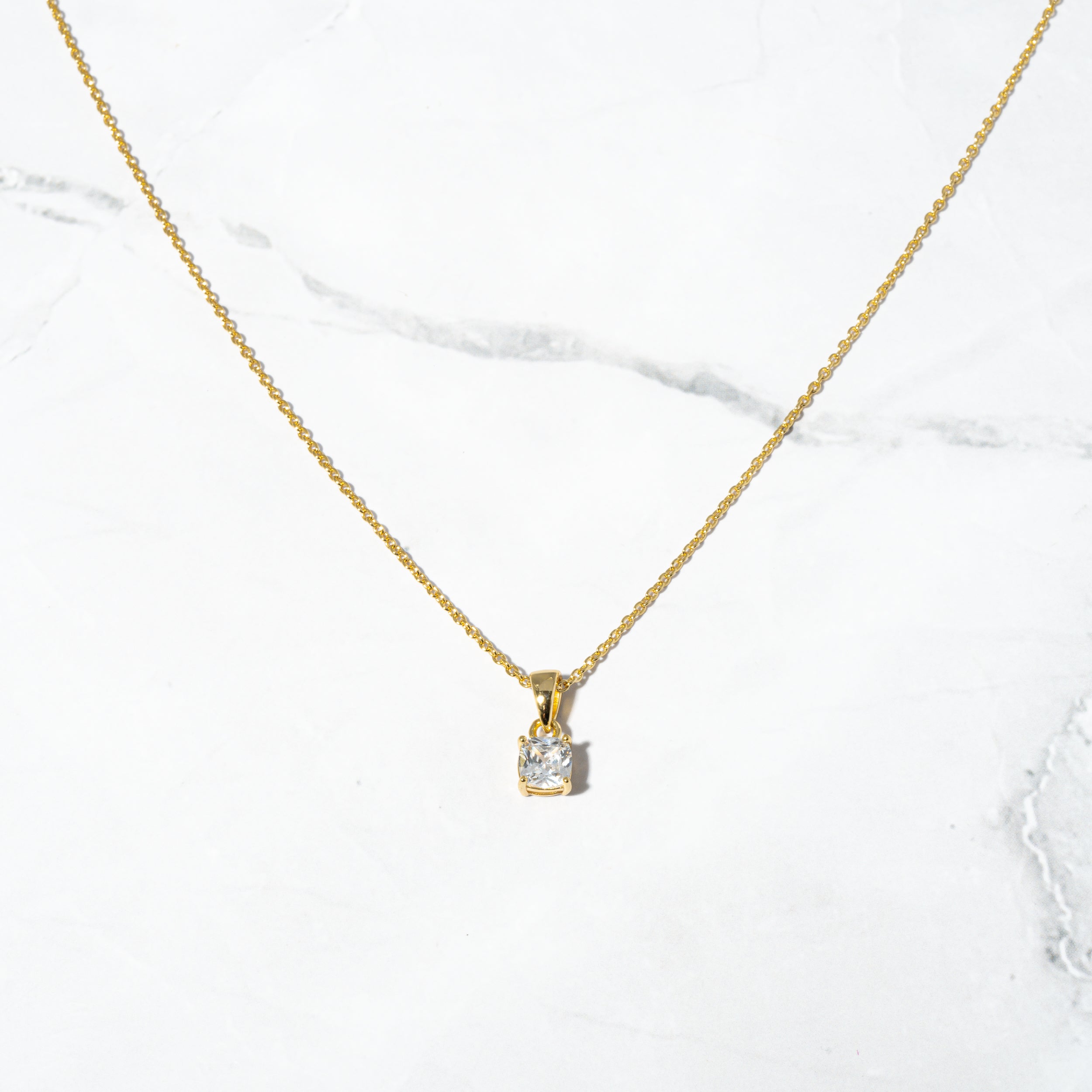 0.10 Carats Cushion Shape Moissanite Solitaire Necklace