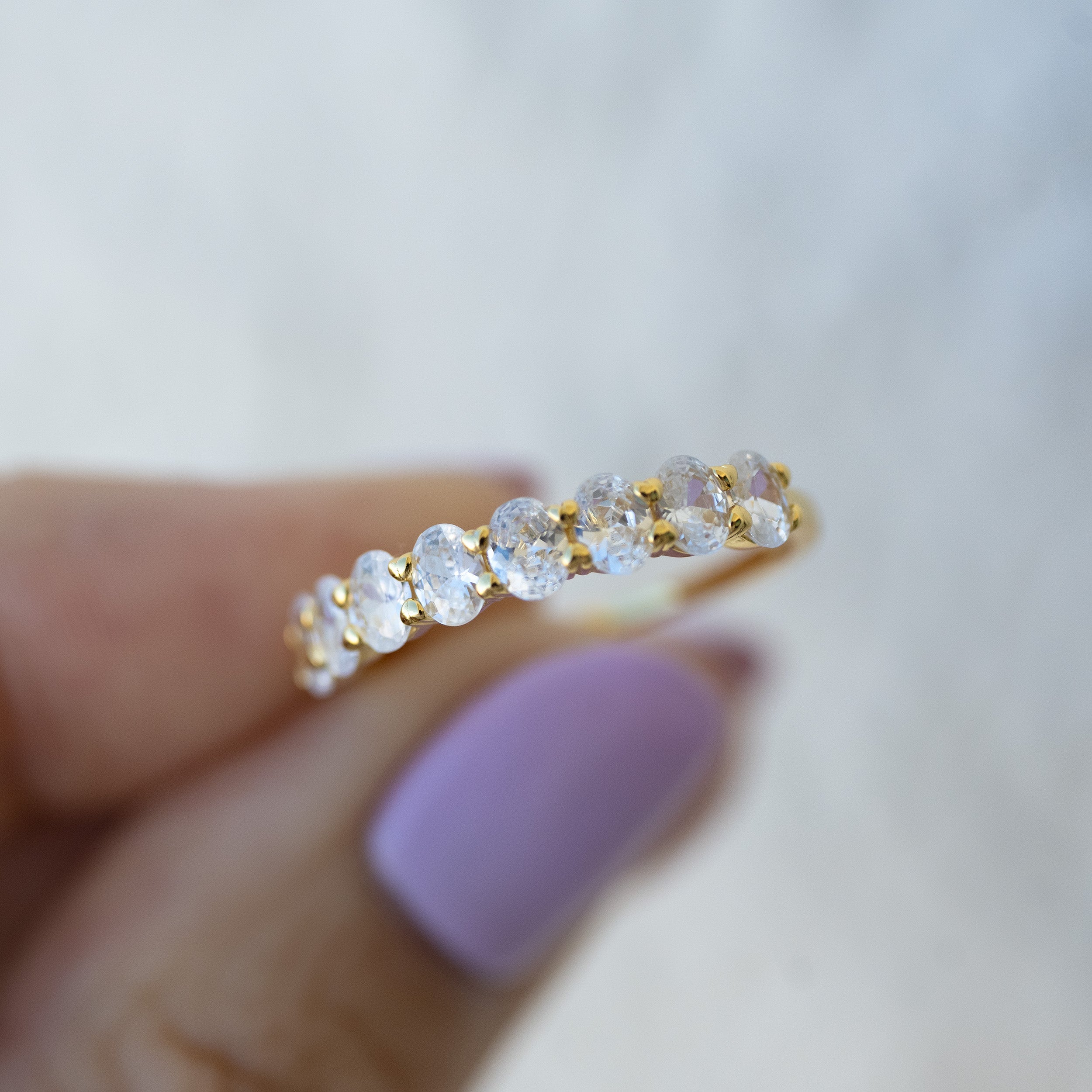 1.0 Carats Moissanite Oval Eternity Style Wedding Band