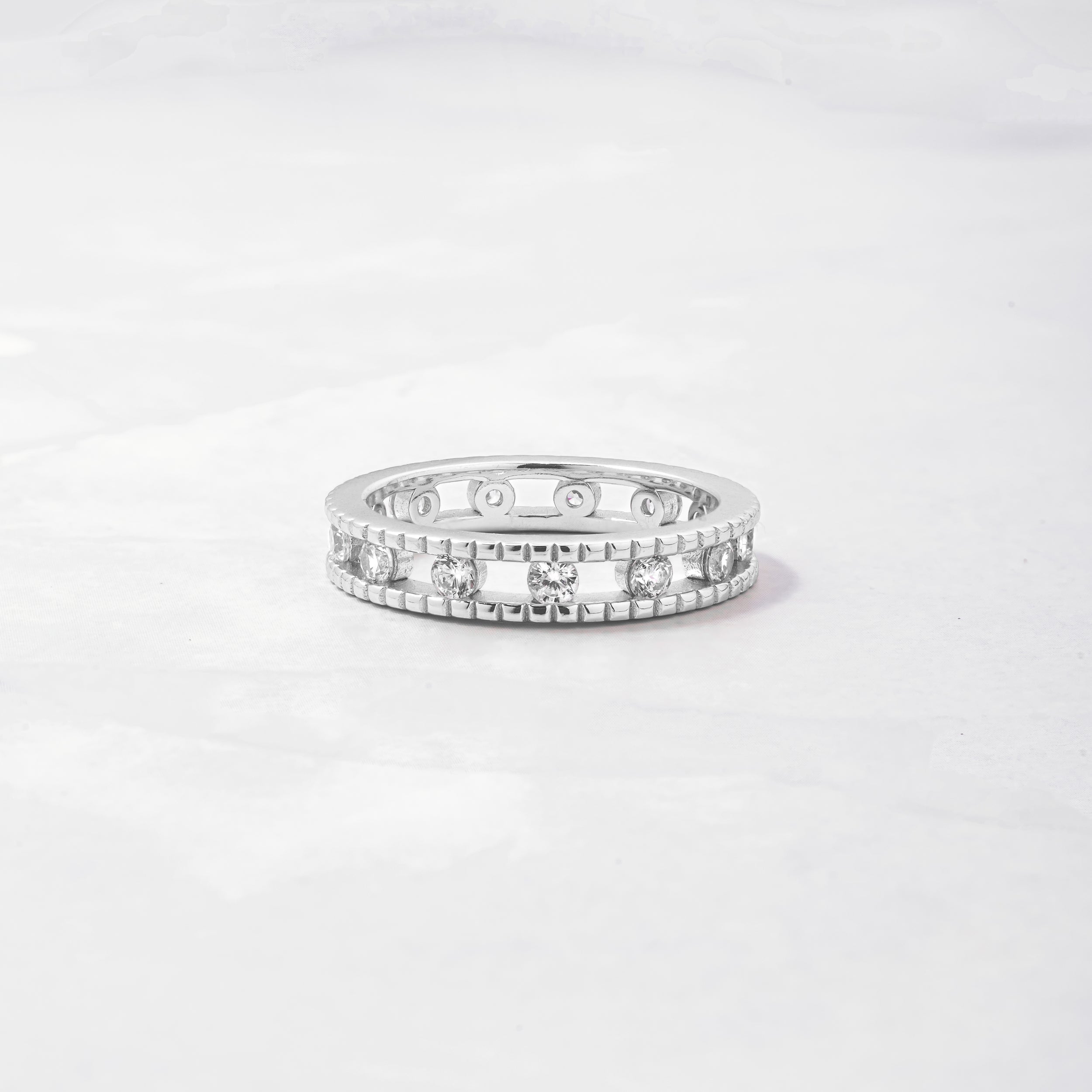 0.35 Carats Moissanite Round Double Eternity Setting Wedding Band