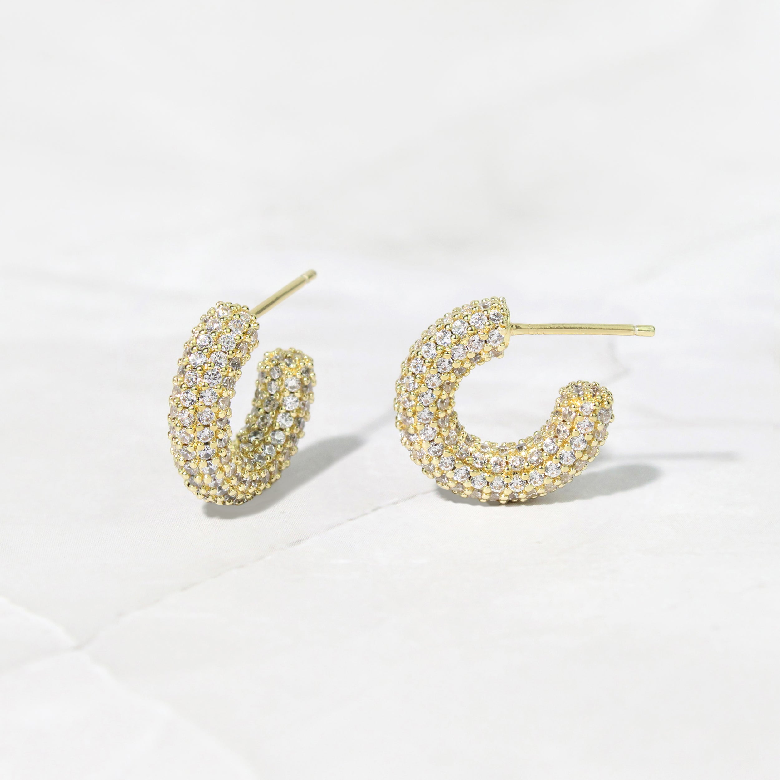 2.0 TCW Round Shape Moissanite Pave Hoop Earrings