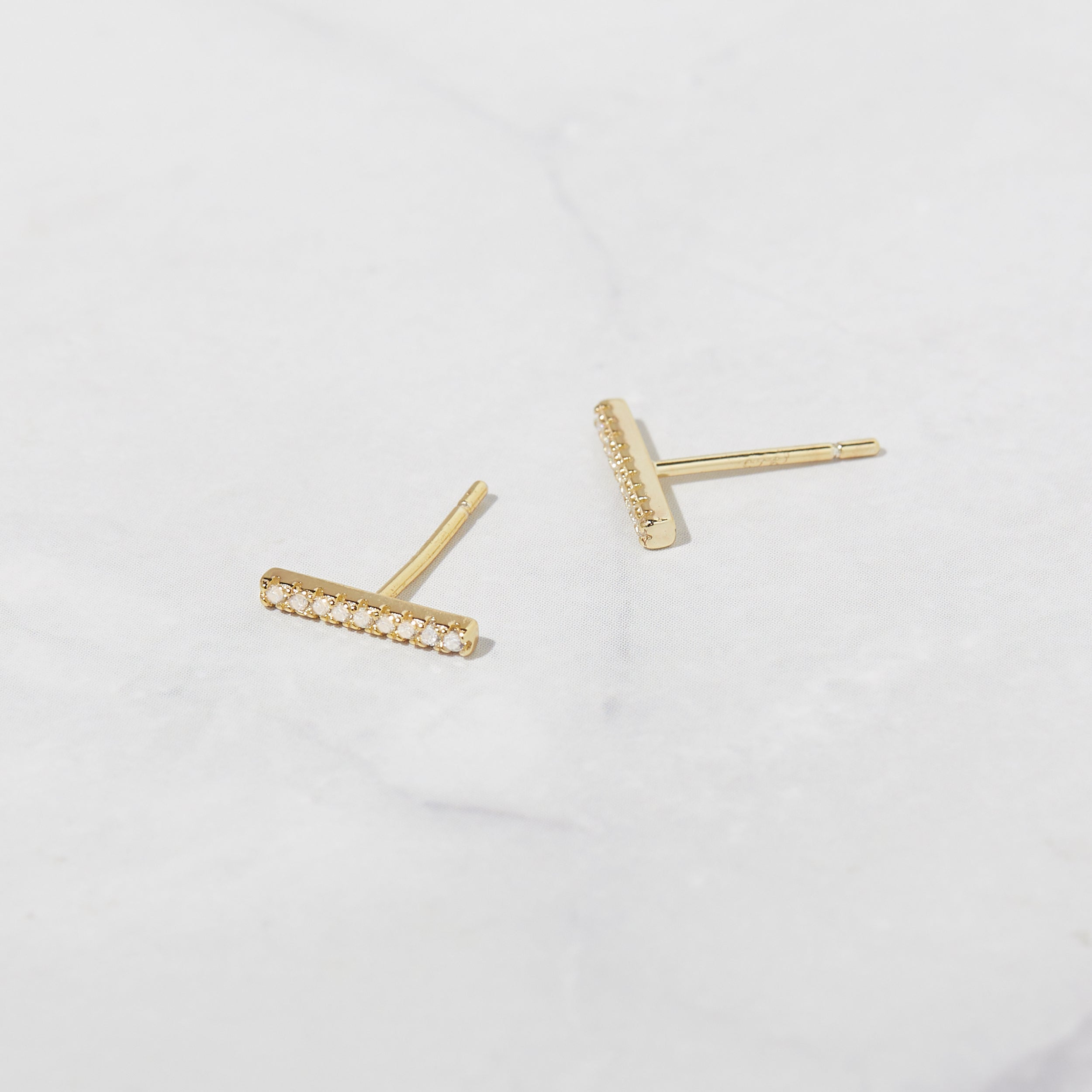 0.20 TCW Round Shape Moissanite Bar Stud Earrings