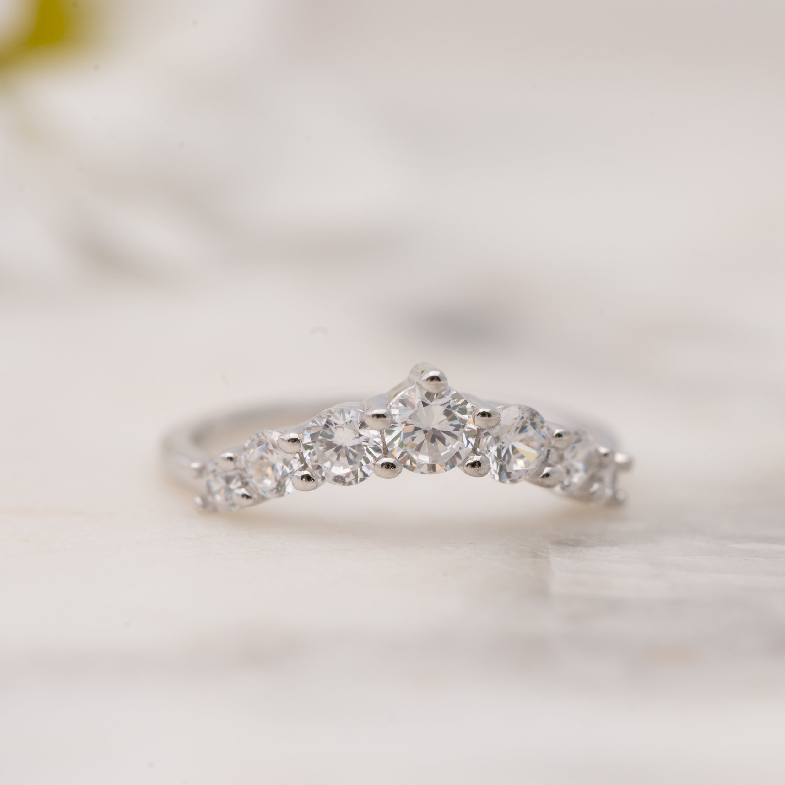1.0 Carats Moissanite Round Chevron Setting Wedding Band