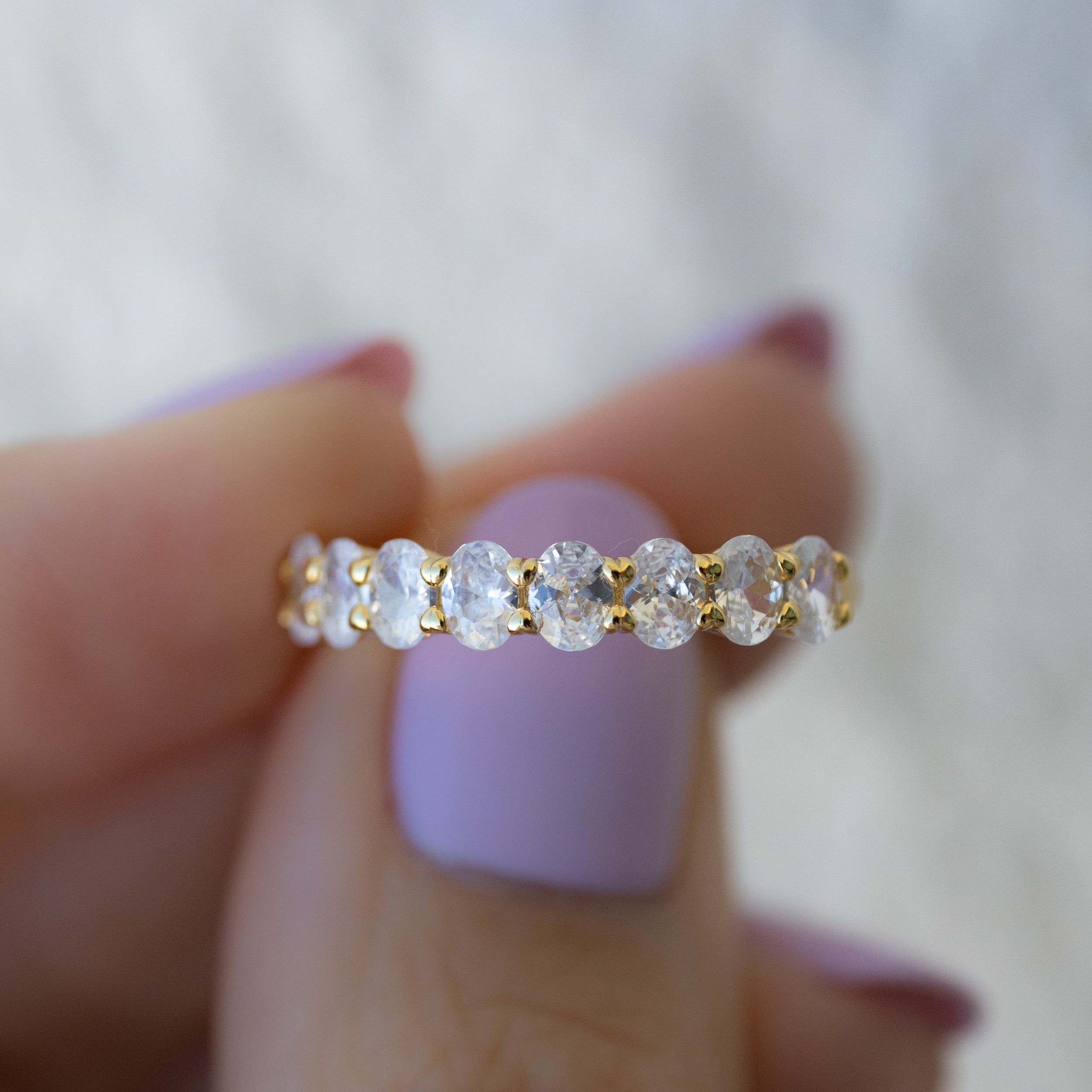 1.0 Carats Moissanite Oval Eternity Style Wedding Band