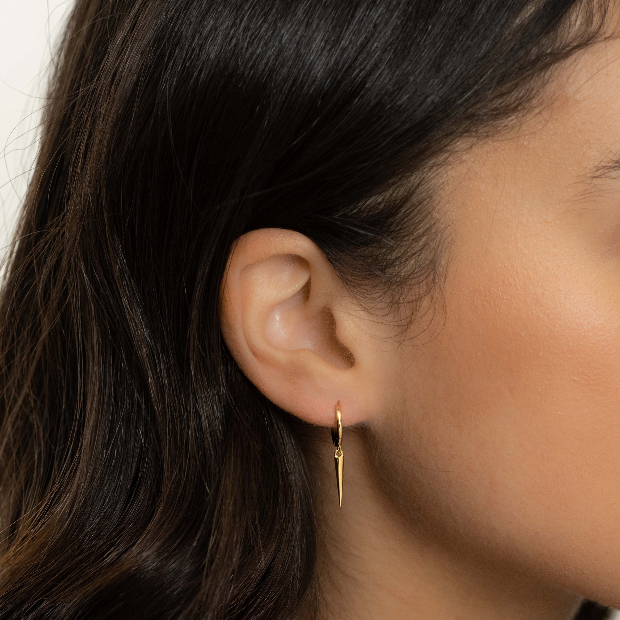 Plain Drop Huggies Earrings
