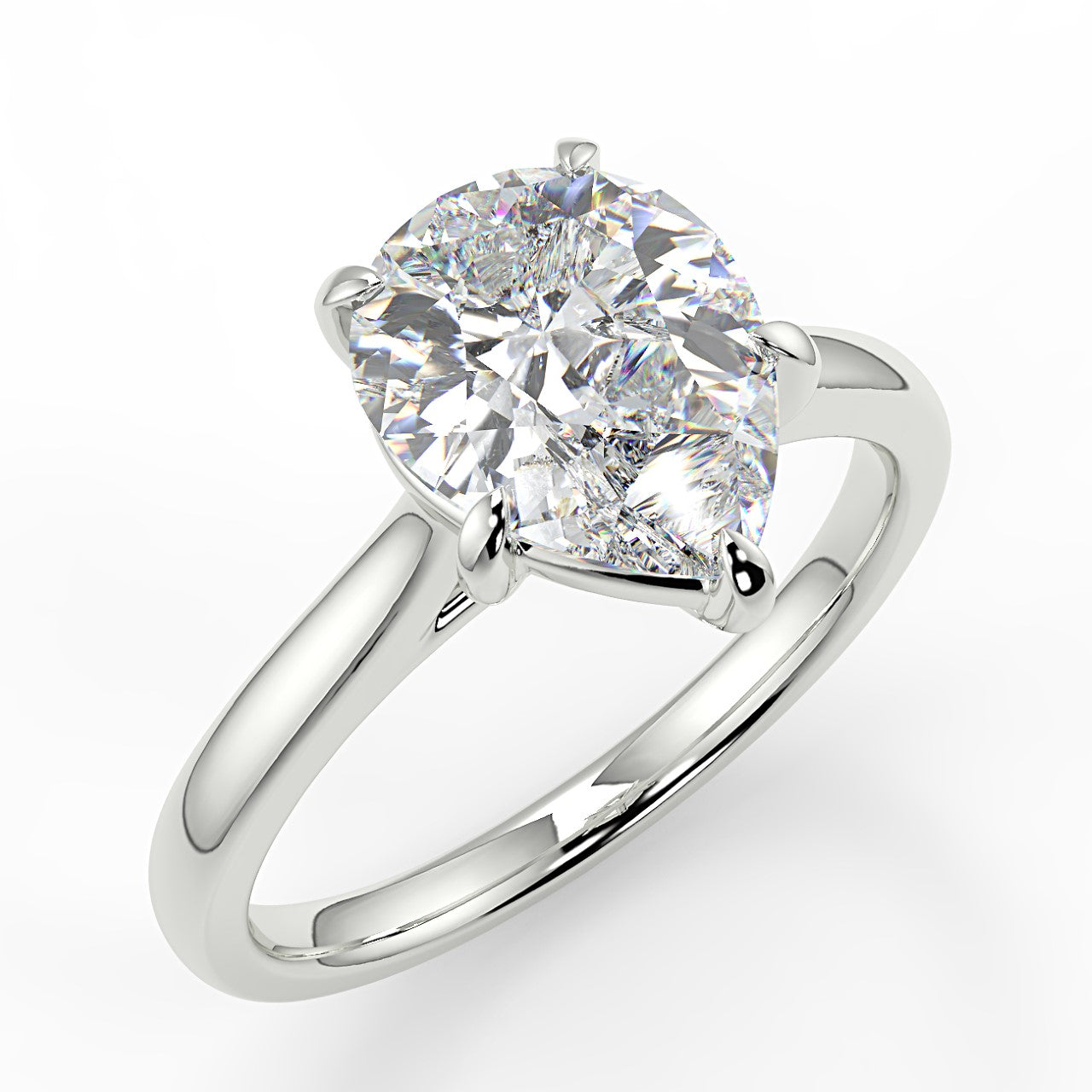 1.70 Carats Pear Shape Moissanite Solitaire Engagement Ring