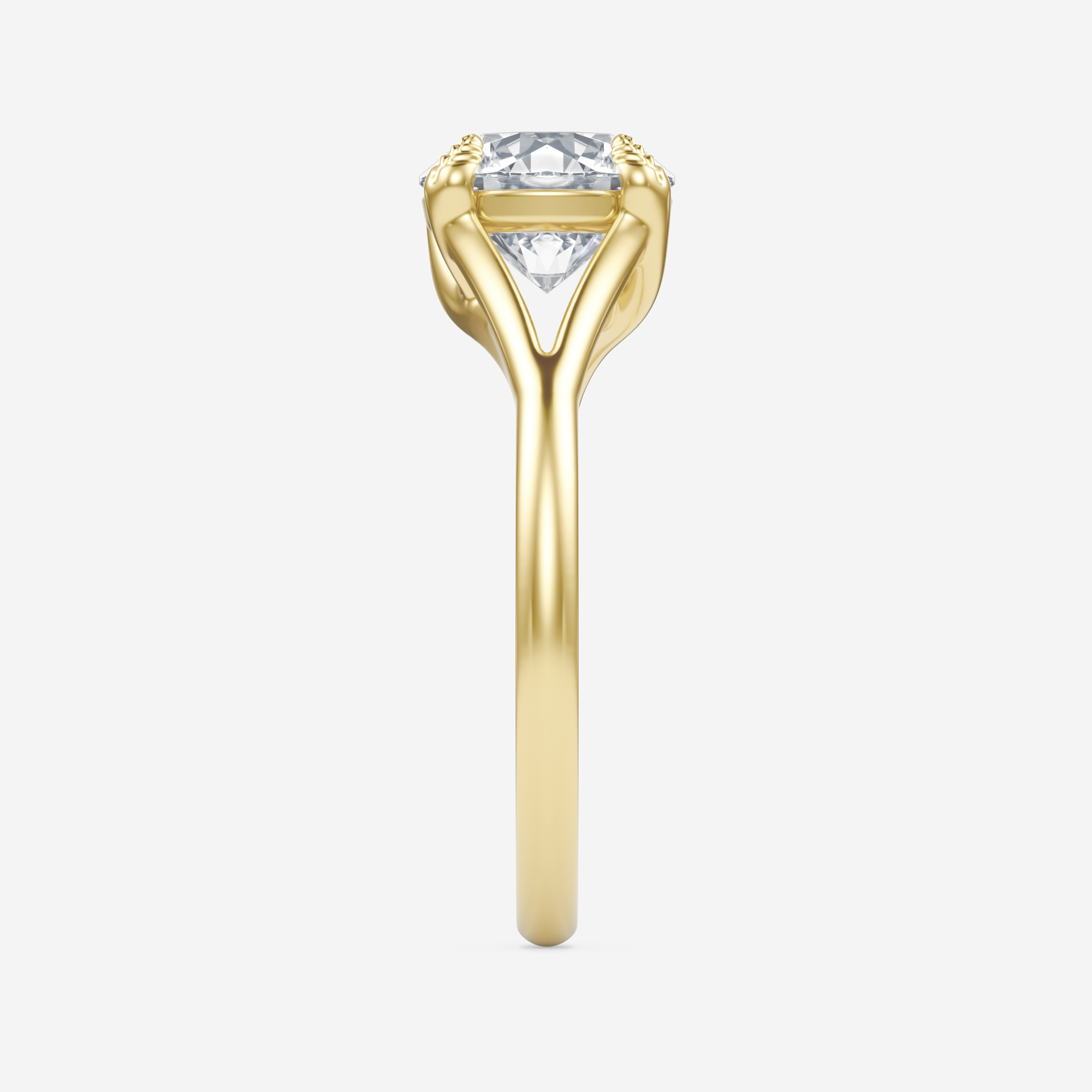 1.50 Carats Round Shape Moissanite Solitaire Split Shank Engagement Ring