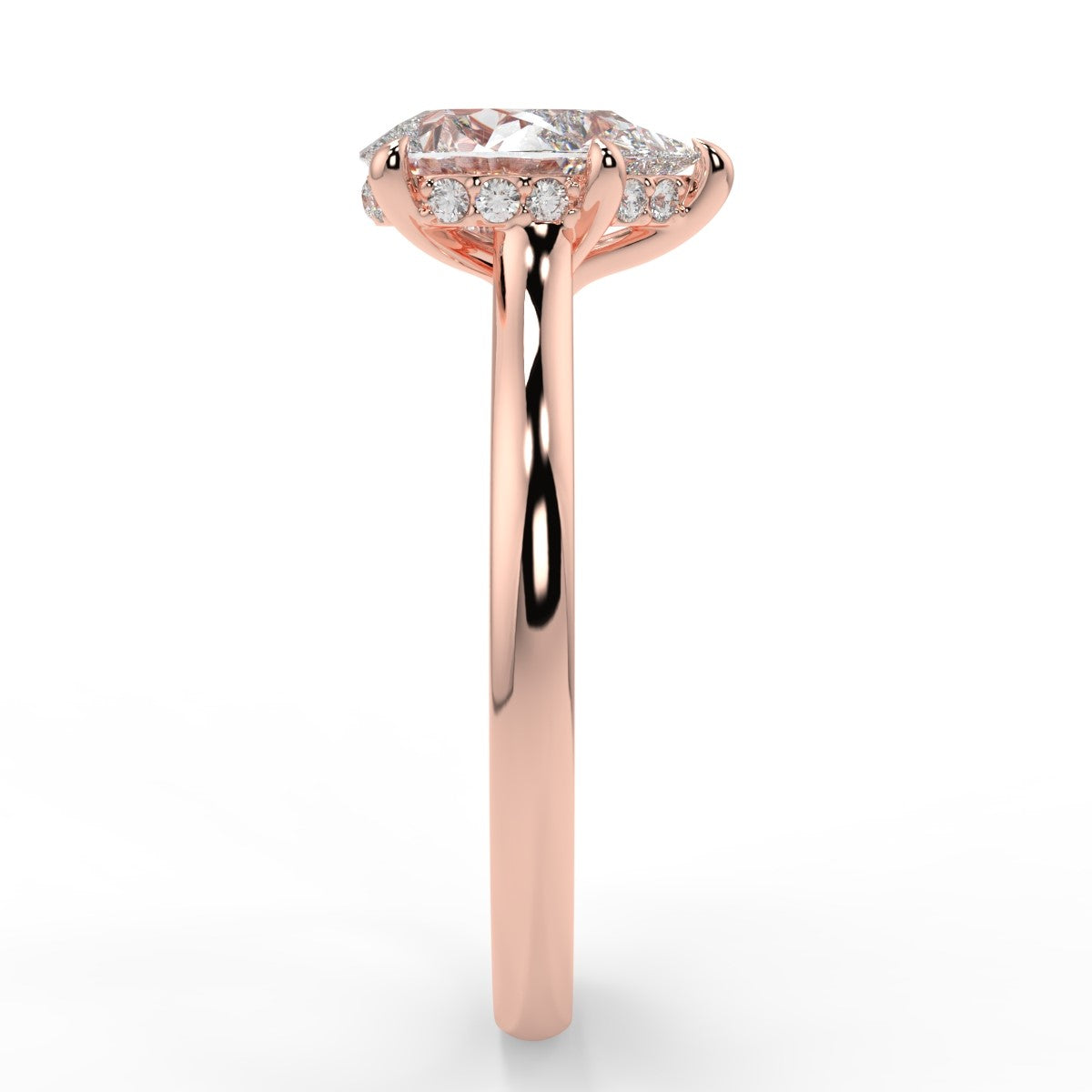 1.20 Carats Pear Shape Moissanite Hidden Halo Engagement Ring