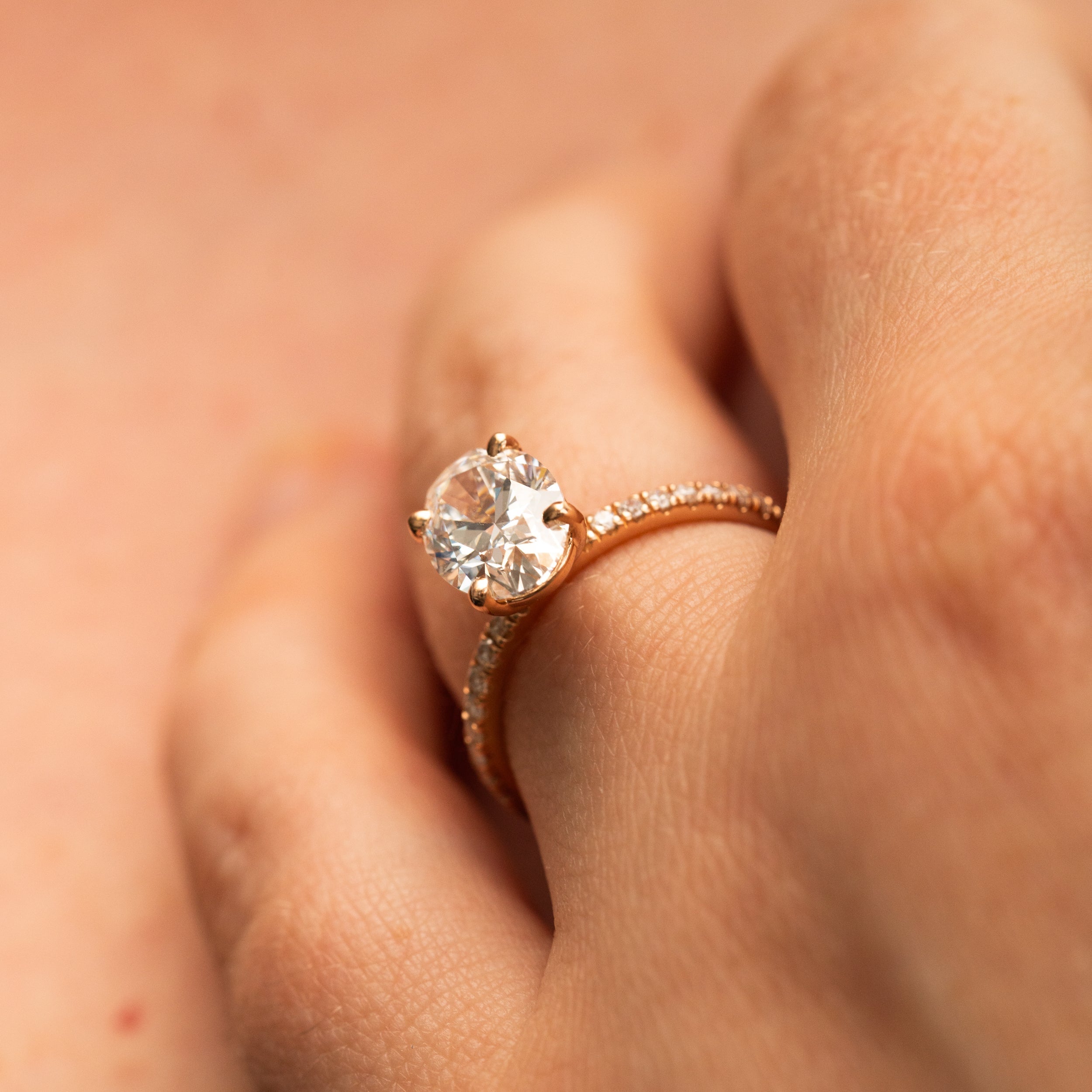 1.39 Carats Oval Shape Moissanite Pave Engagement Ring