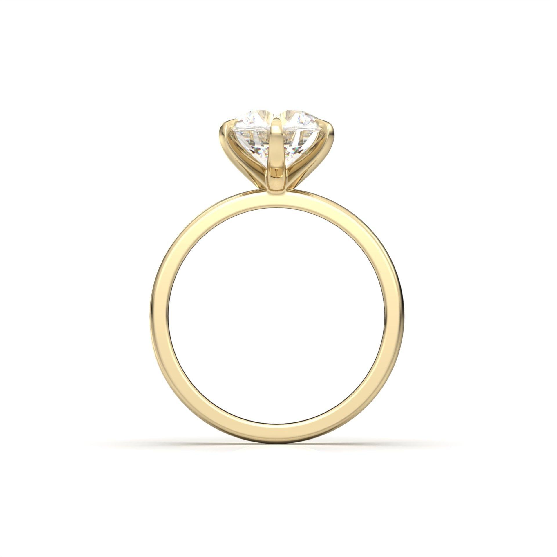 3.0 Carats Round Shape Moissanite Solitaire Engagement Ring