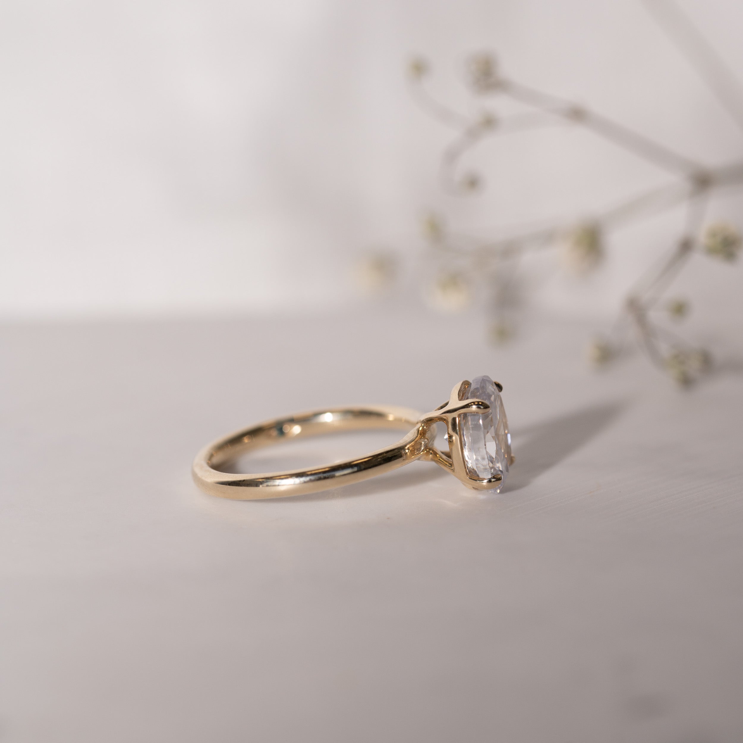 1.25 Carats Oval Shape Moissanite Solitaire Engagement Ring