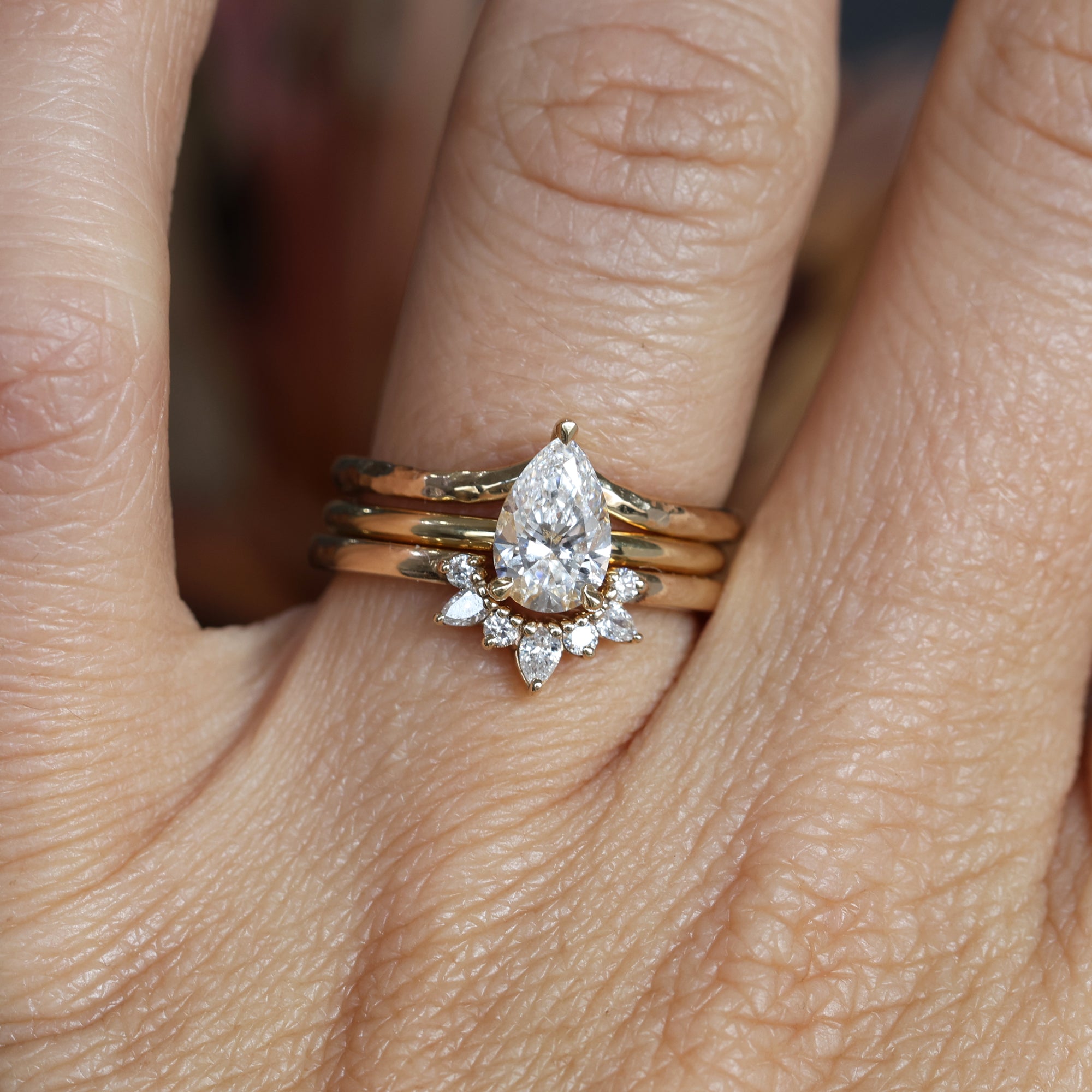 1.0 Carats Pear Shape Moissanite Solitaire Engagement Ring