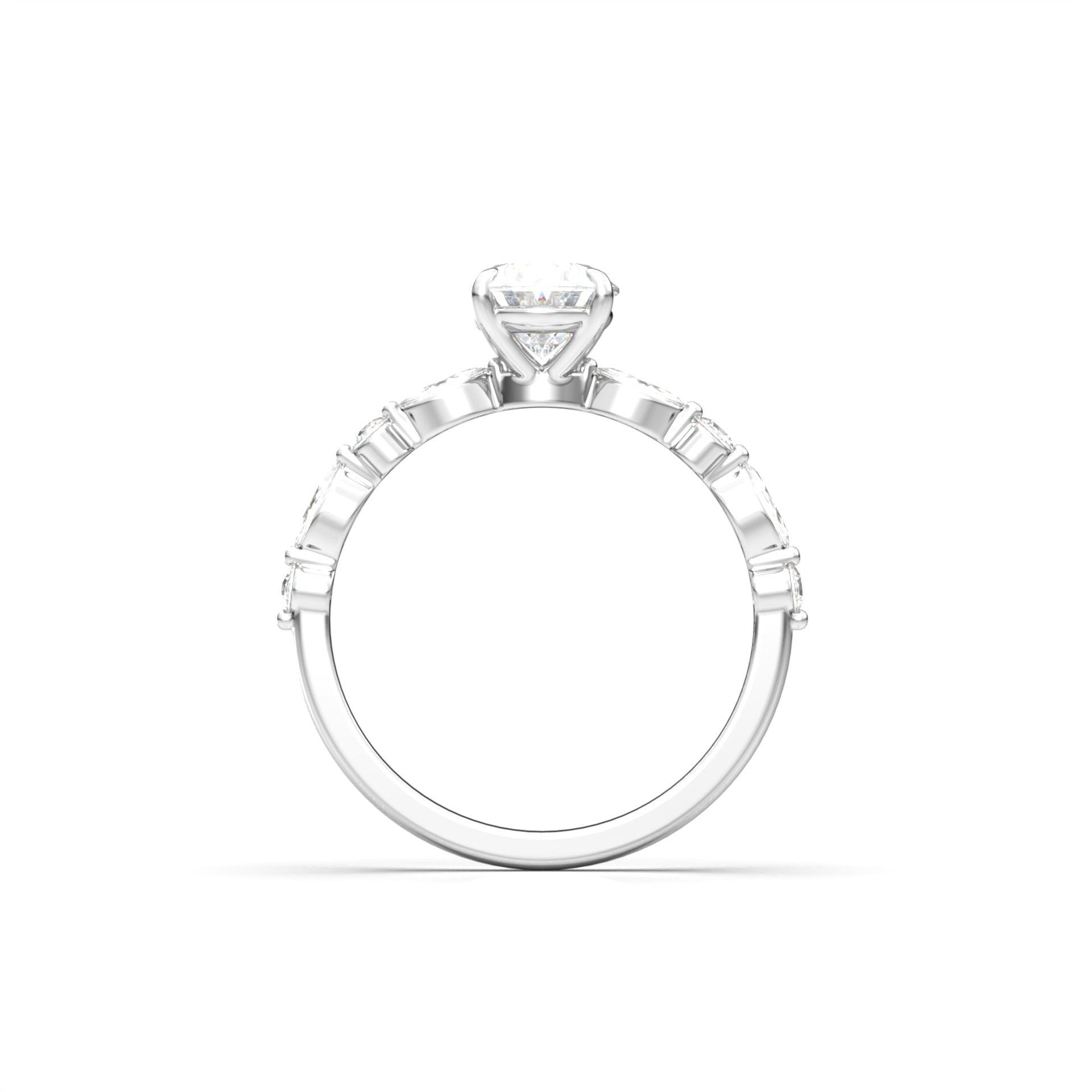 1.0 Carats Oval Shape Moissanite Pave Engagement Ring