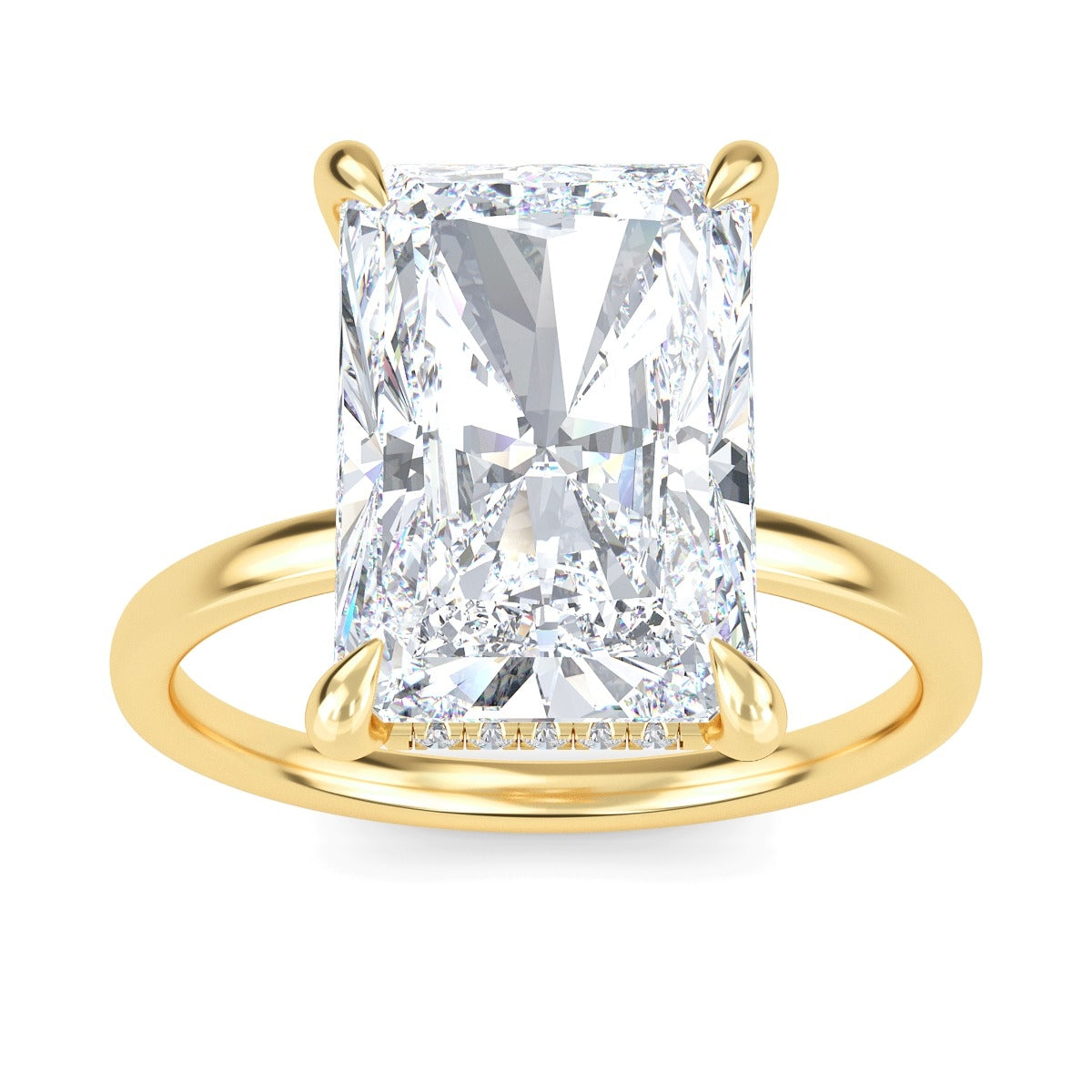 3.0 Carats Radiant Shape Moissanite Hidden Halo Engagement Ring