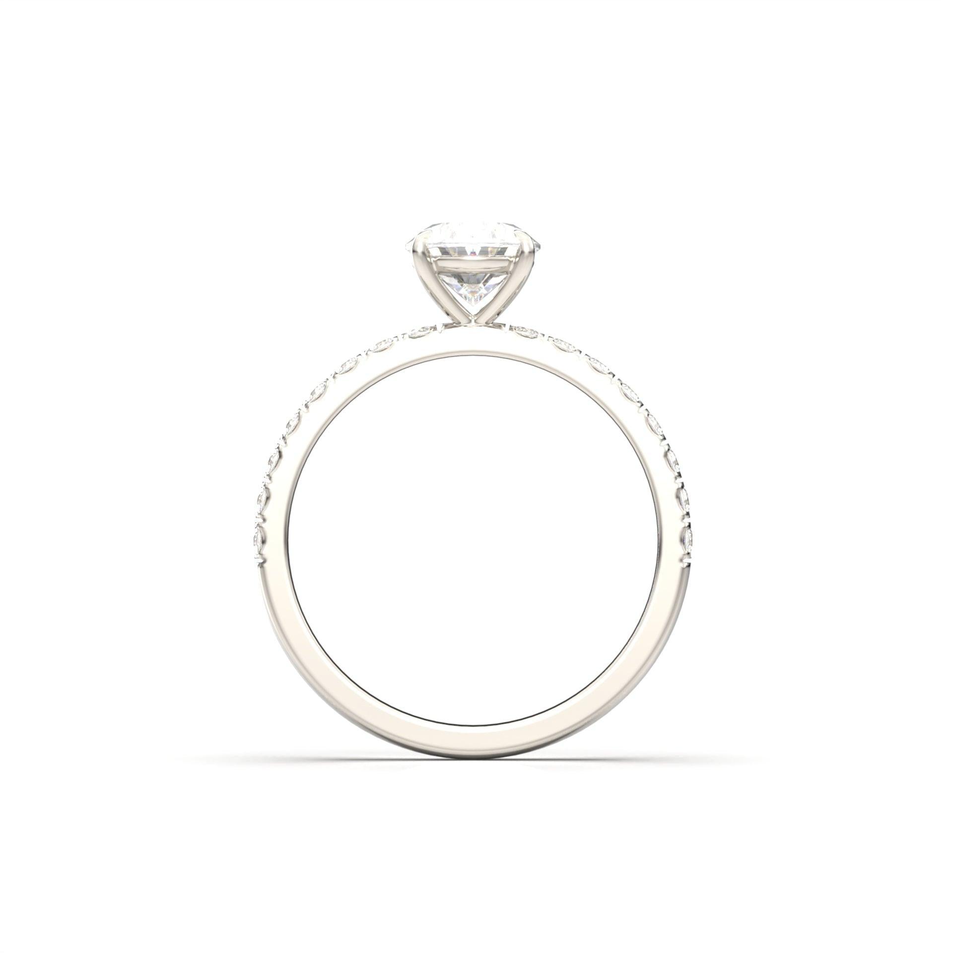 1.0 Carats Oval Shape Moissanite Pave Engagement Ring